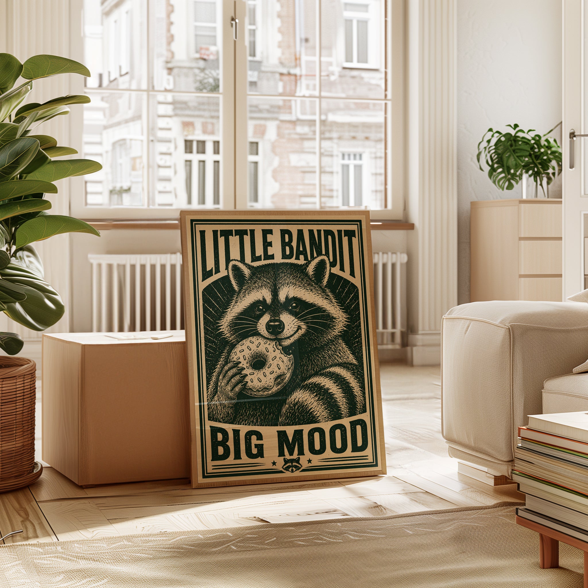 Retro Raccoon Print - interior