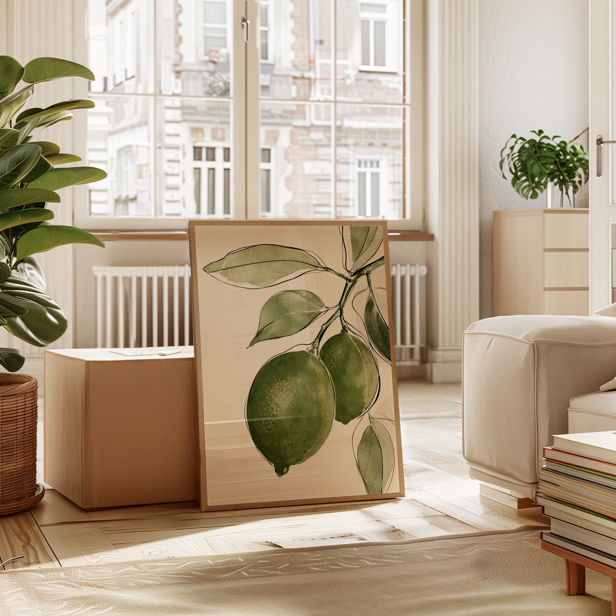 Lemon Botanical Print – Green Fruit Wall Art - interior