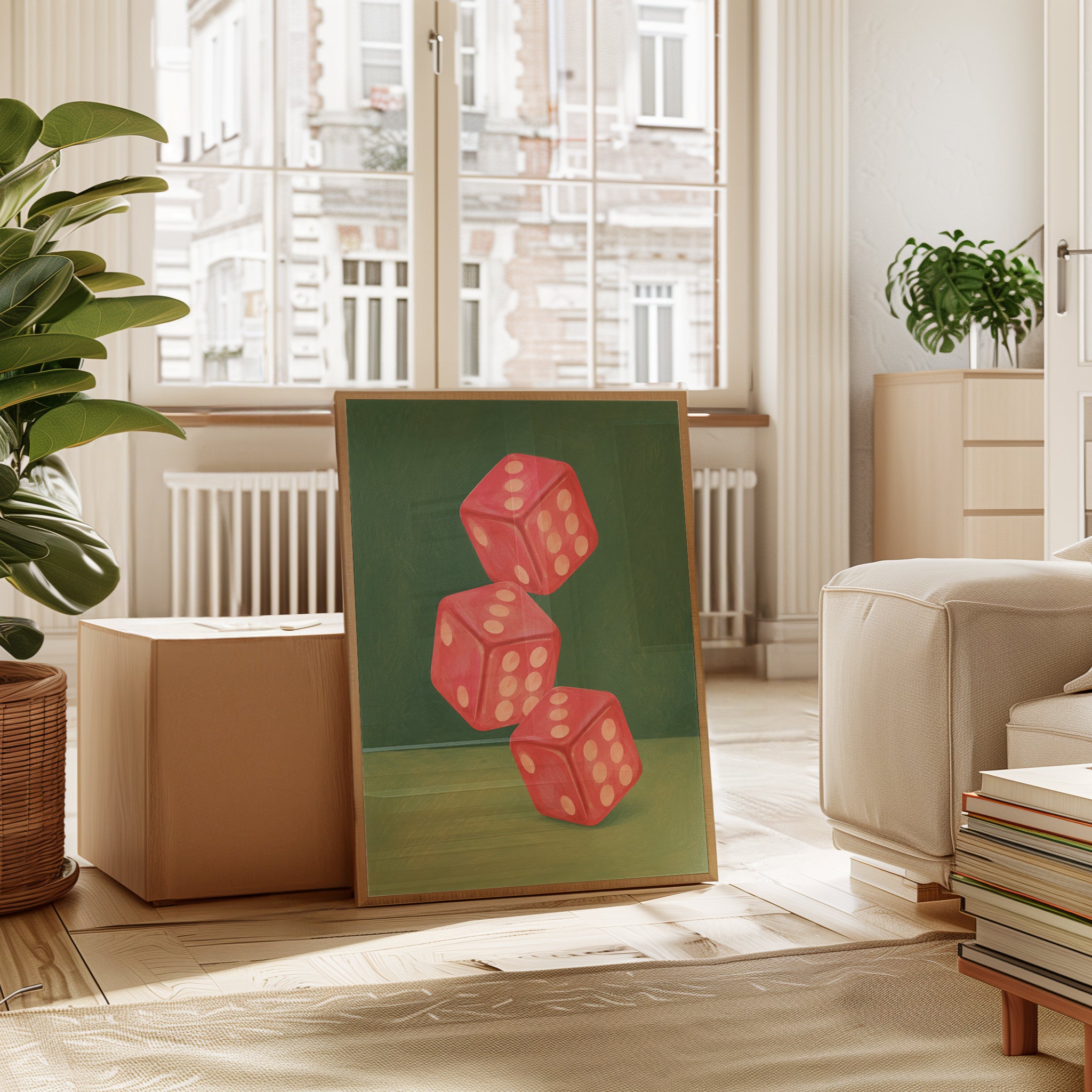 Red Dice Wall Art – Retro Game Room Decor - interior