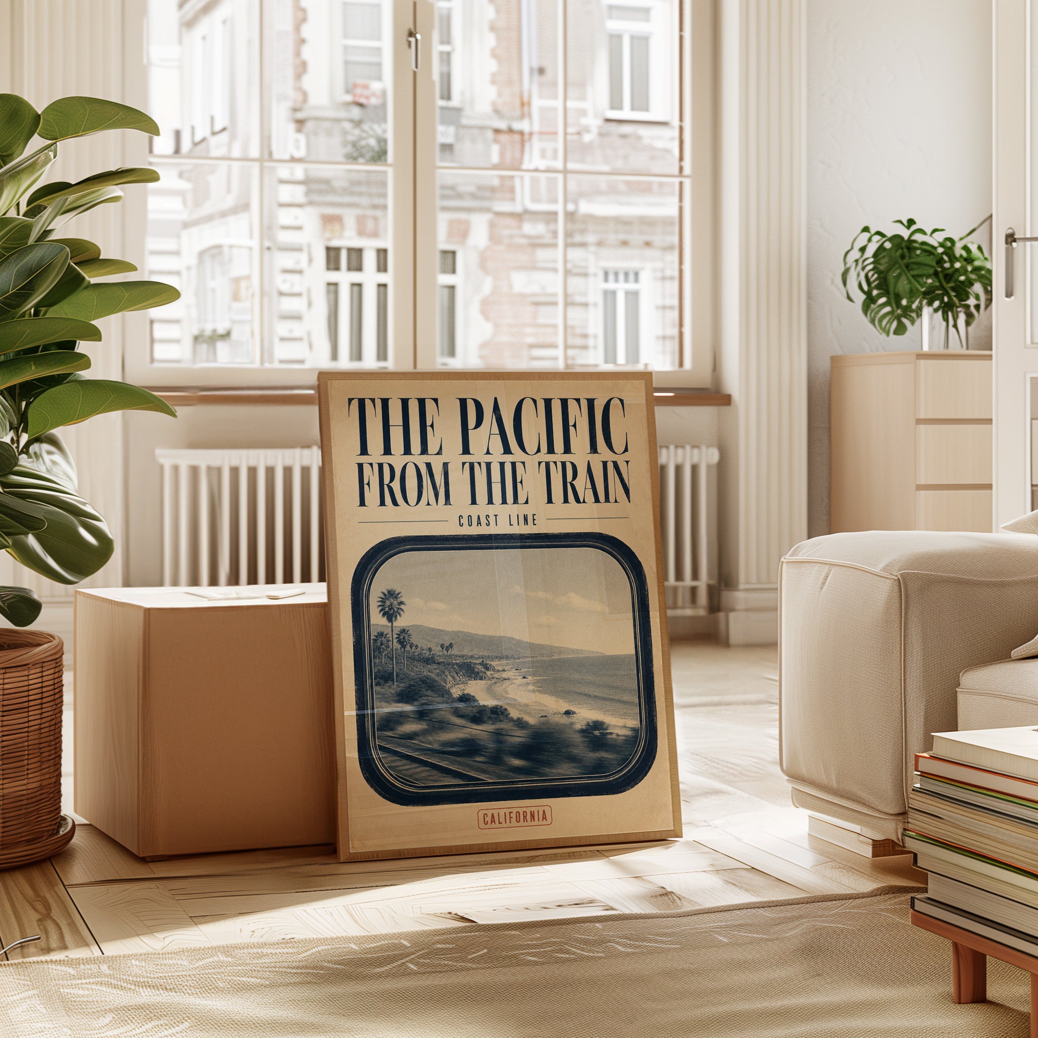 Pacific Coast Train View Poster: Vintage California Travel Art - interior