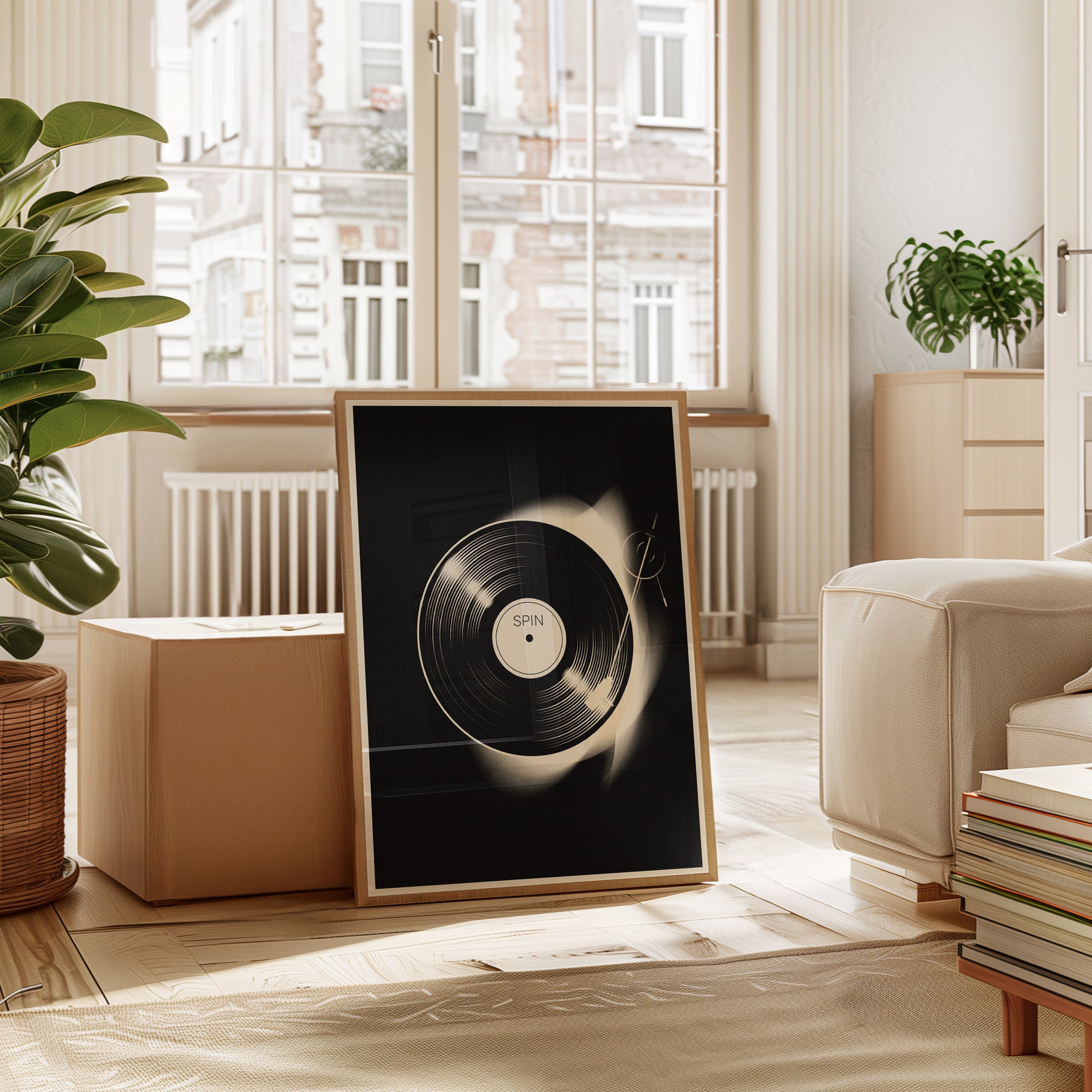 Vinyl Record Wall Art — Retro Turntable Spin Print - interior