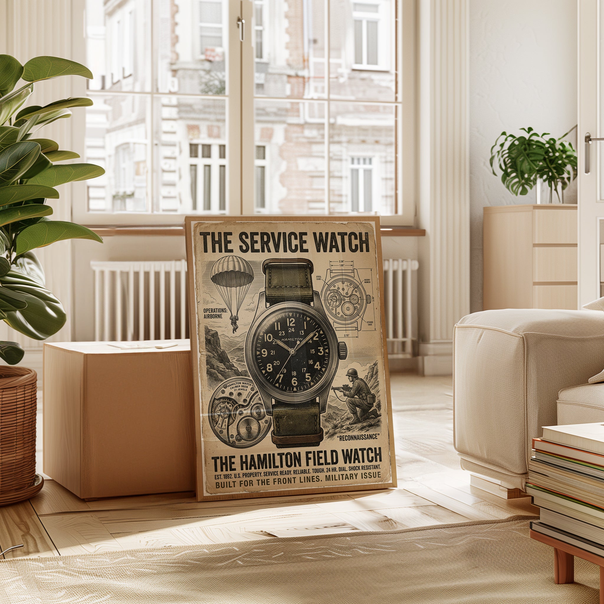 Vintage Military Watch Poster: Hamilton Field Watch Advertisement - interior