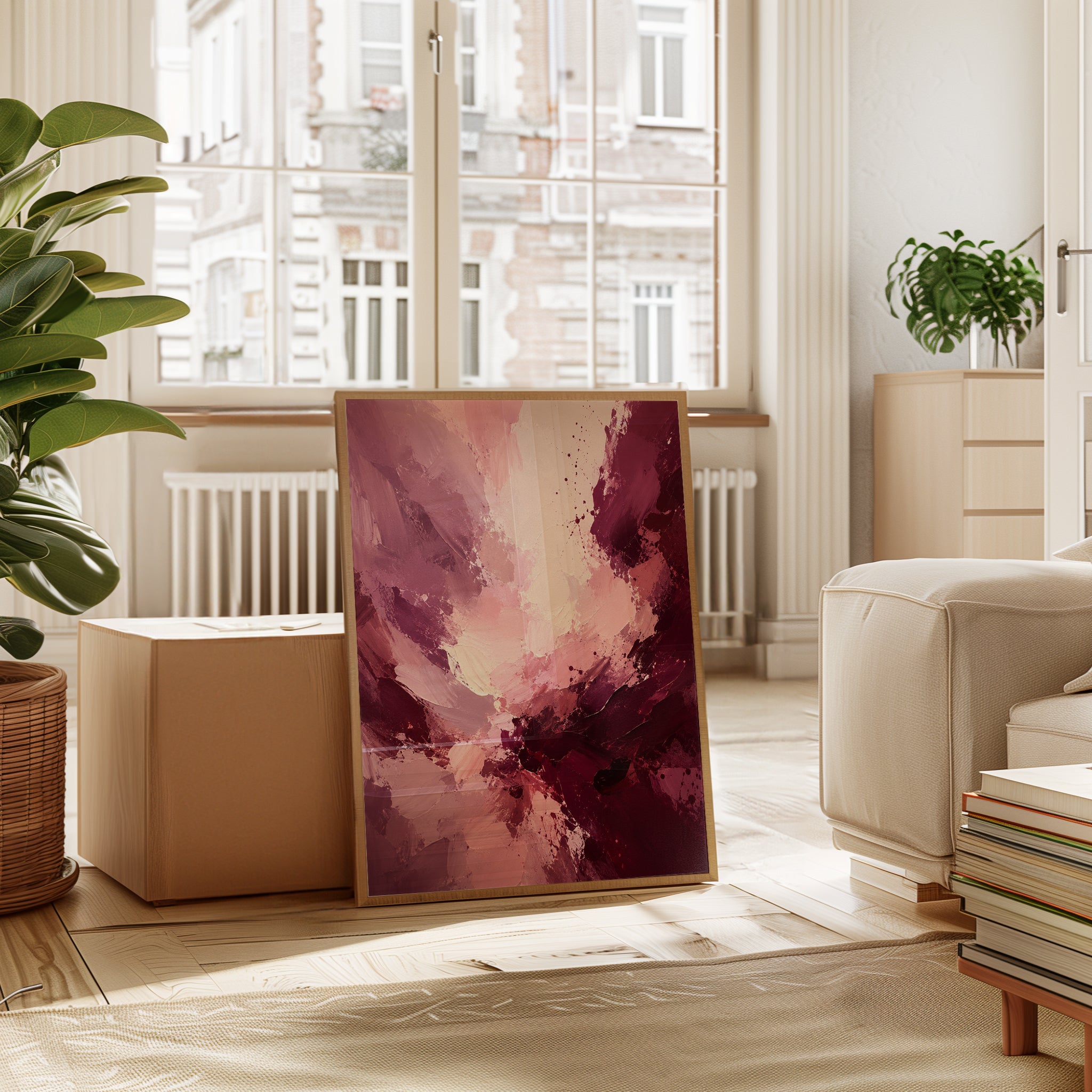 Pink Abstract Wall Art – Modern Feminine Print - interior