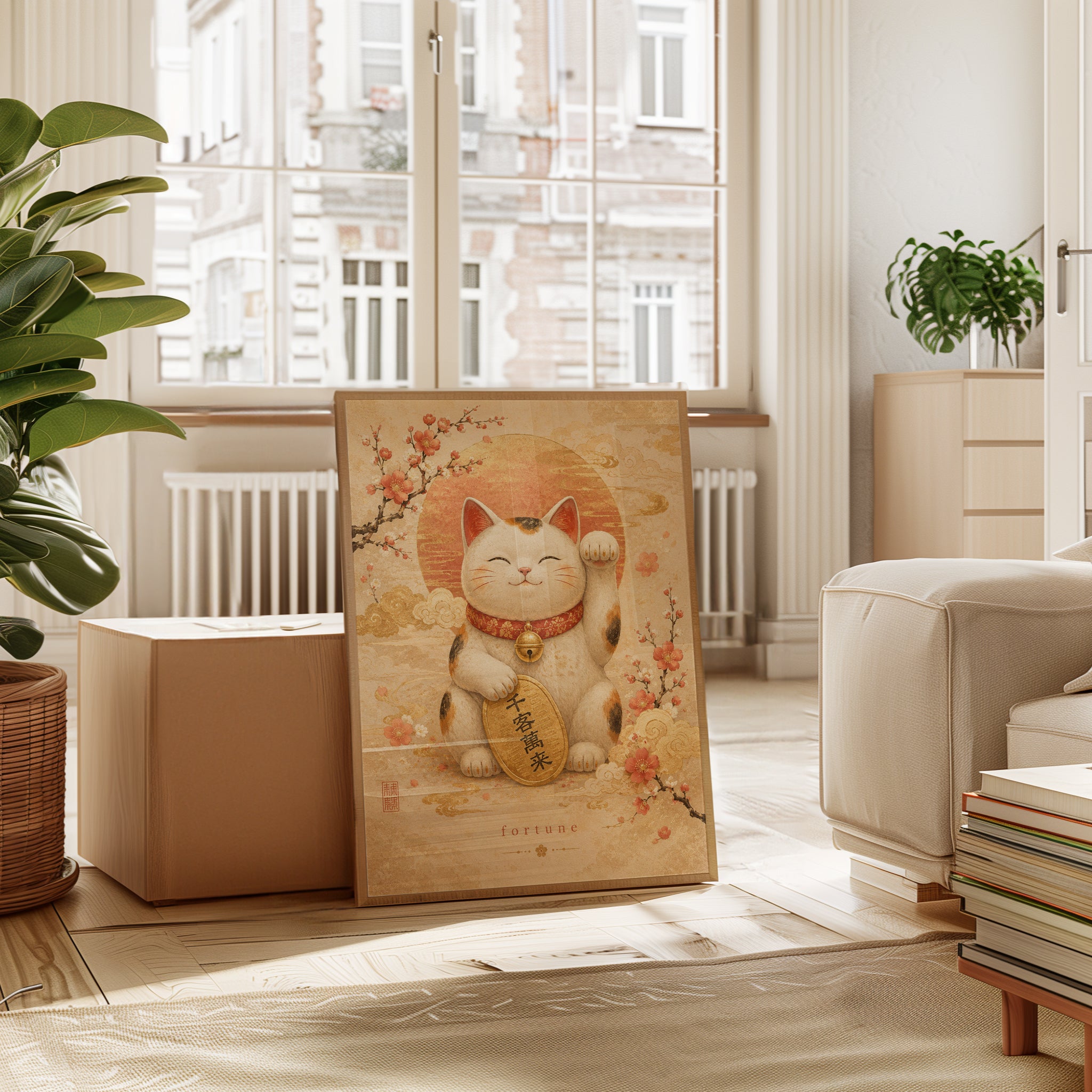 Maneki Neko Lucky Cat Wall Art - interior
