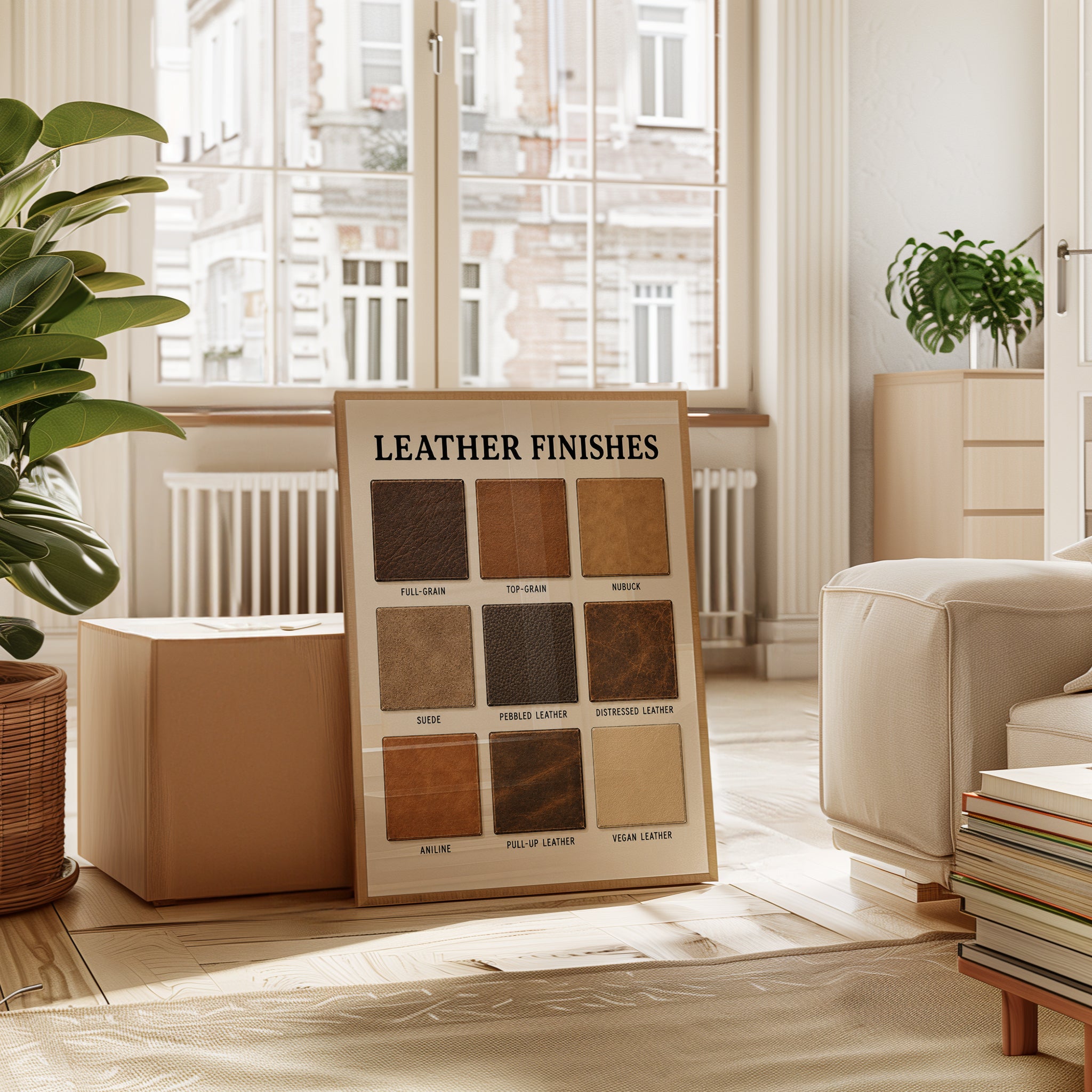 Leather Finishes Reference Chart: Vintage Educational Poster - interior