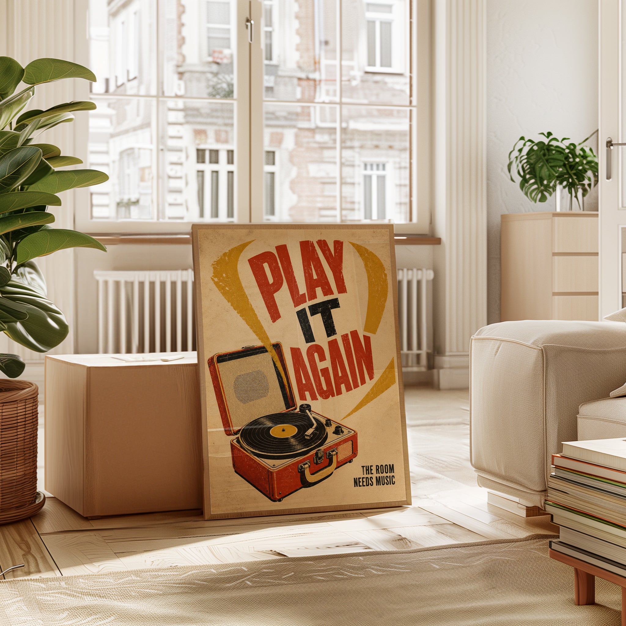 Vintage Record Player Poster - interior