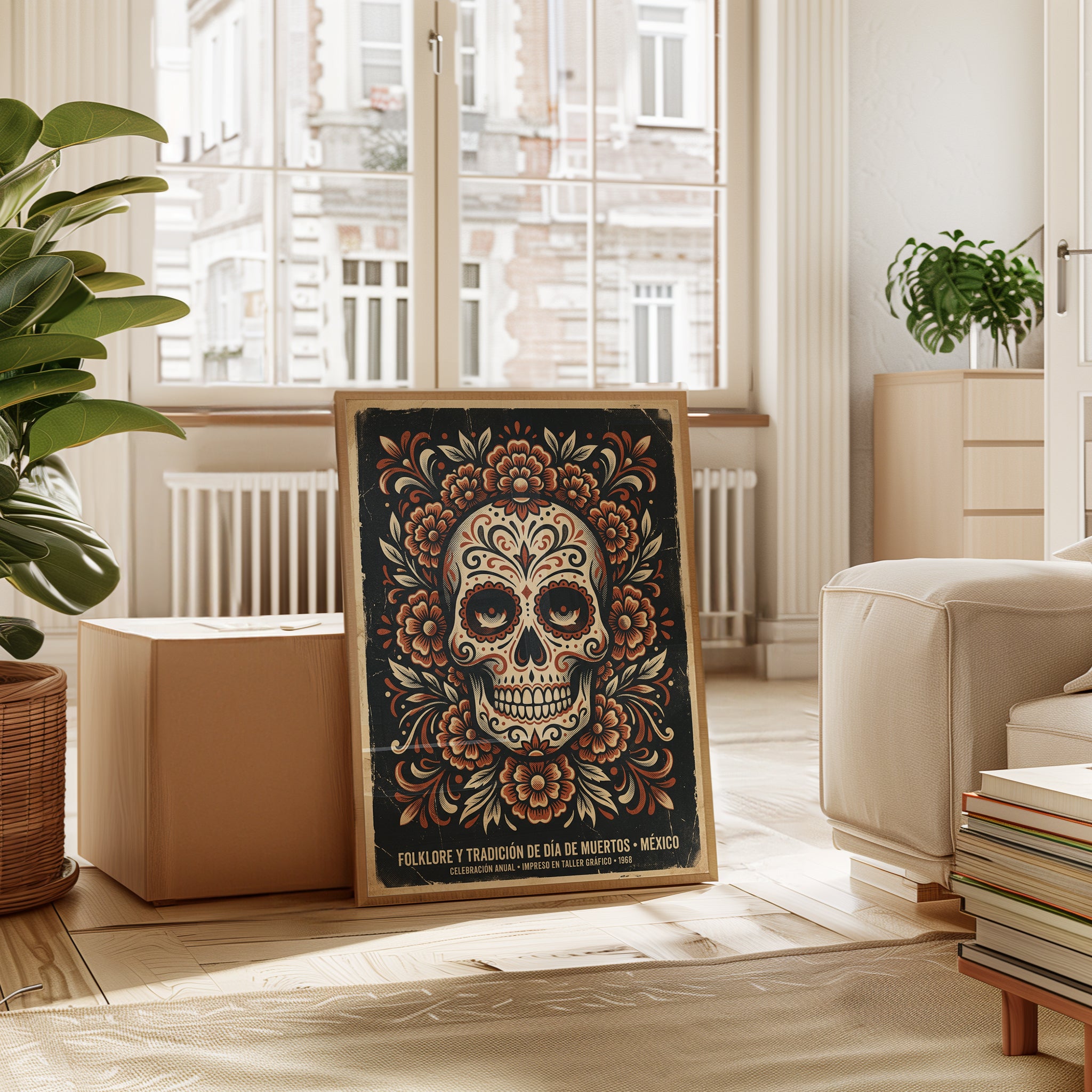 Día de Muertos Sugar Skull Print — Mexican Folk Art - interior
