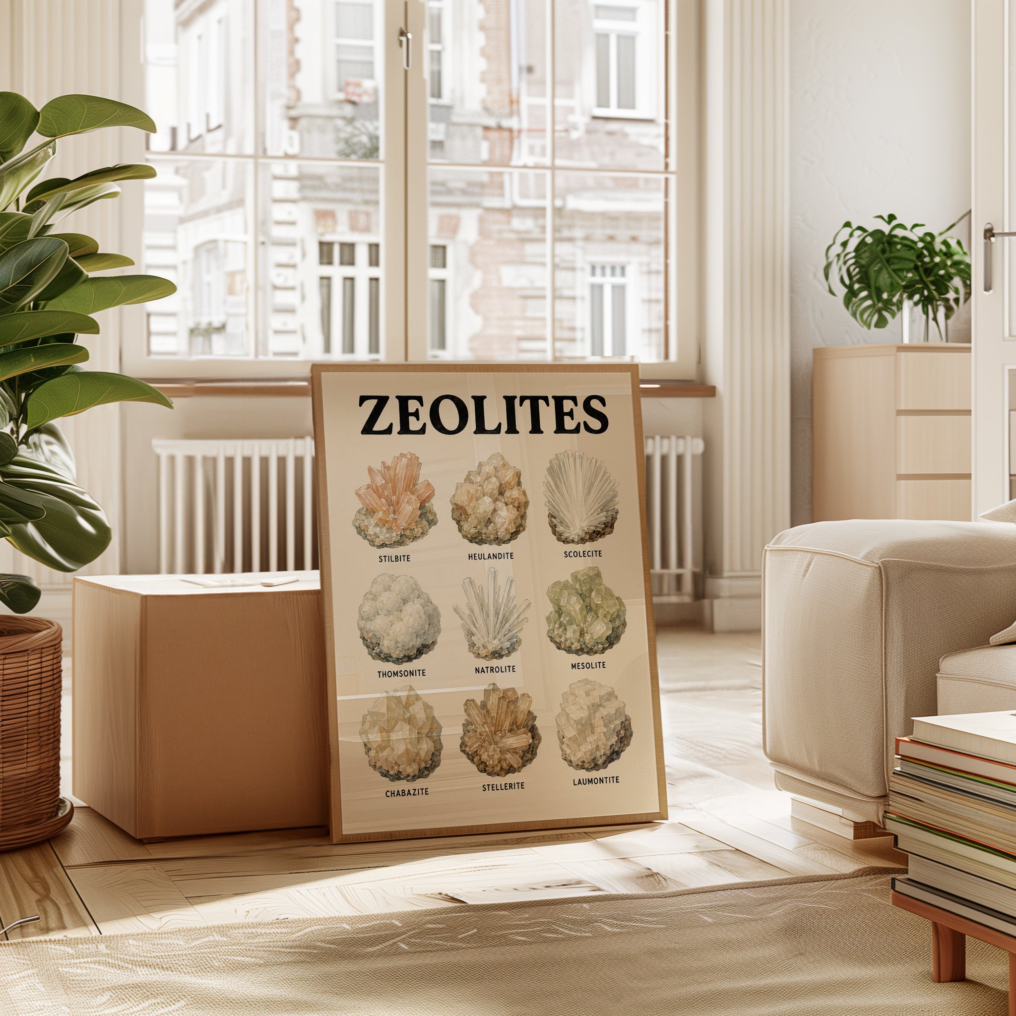 Zeolite Minerals Chart Print: Vintage Natural History Poster - interior