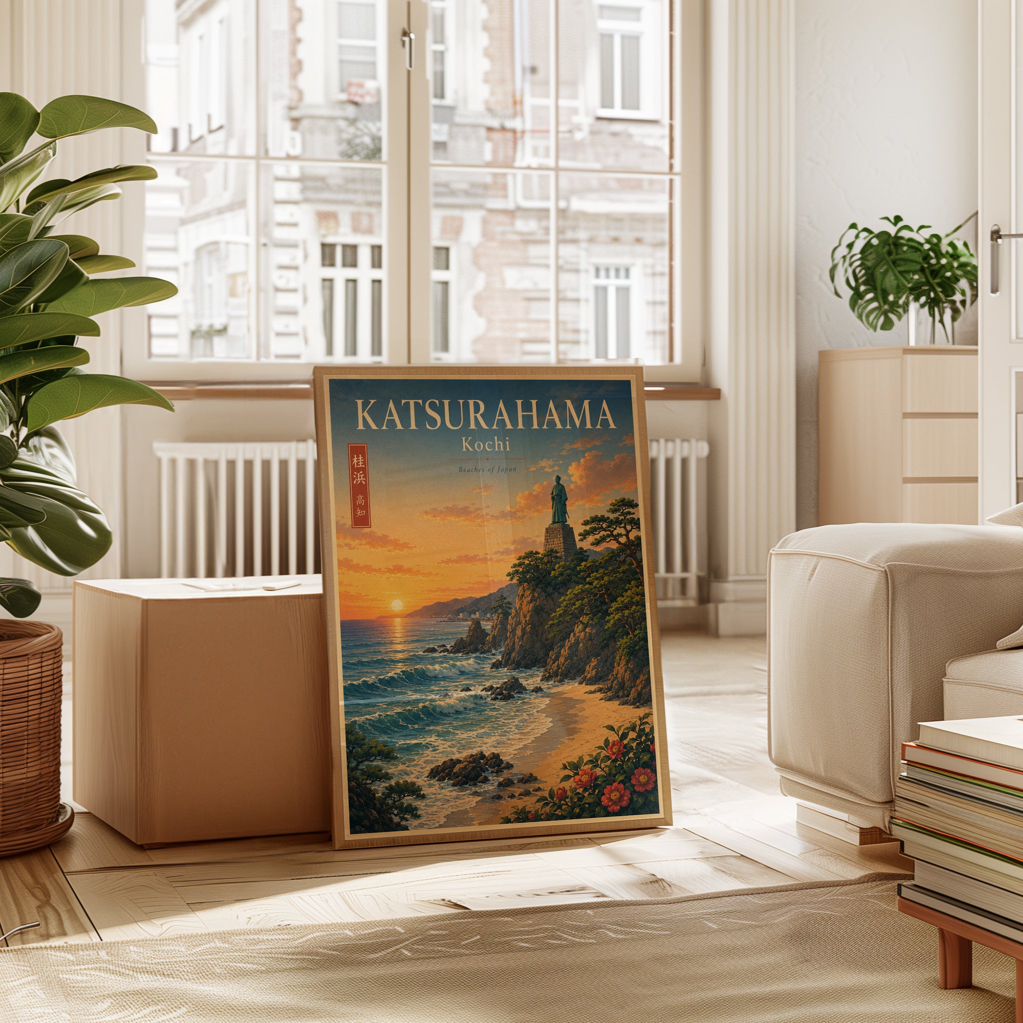 Katsurahama Beach Kochi Poster: Vintage Japanese Travel Art Print - interior