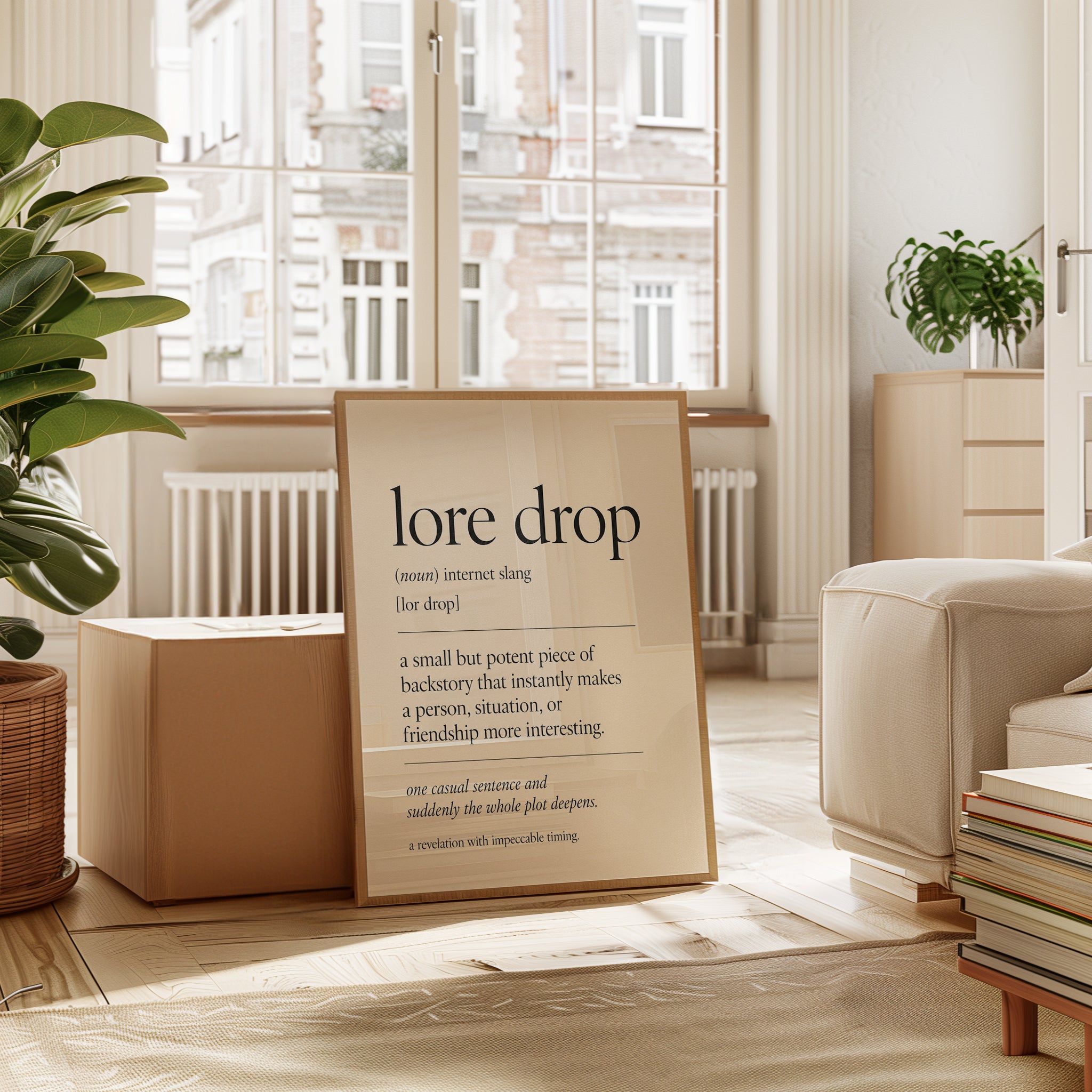 Lore Drop Definition Print: Minimalist Typography Wall Art - interior