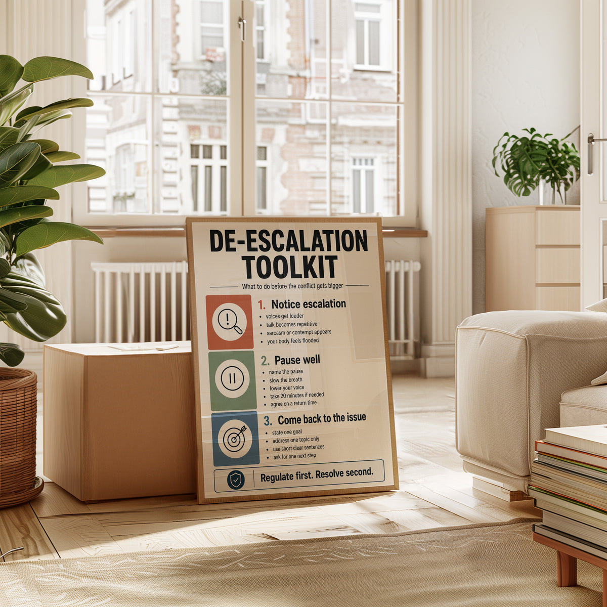 De-Escalation Toolkit Print: Conflict Resolution Guide for Therapy & - interior