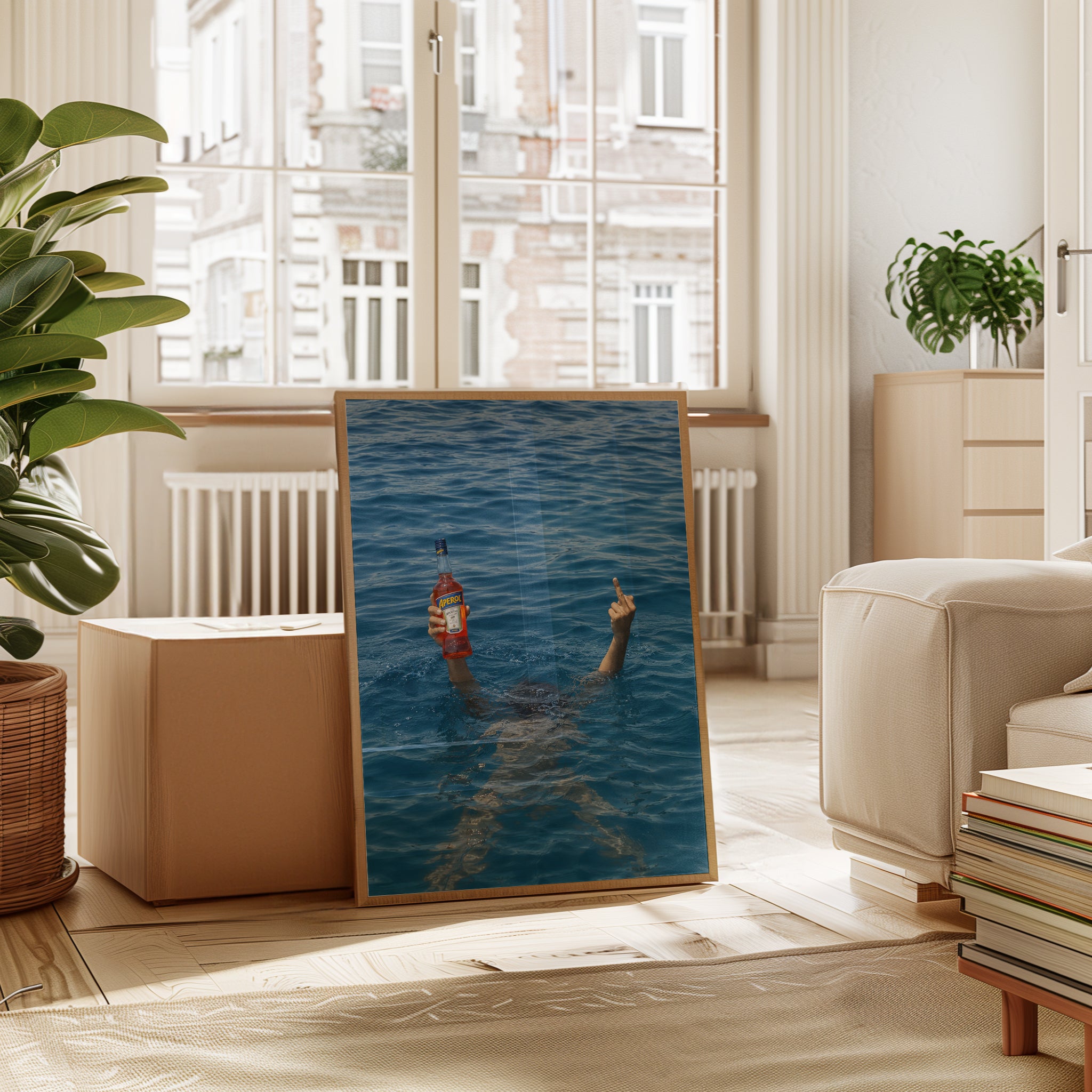 Aperol in Blue Waters Art Print: Contemporary Surreal Photography - interior