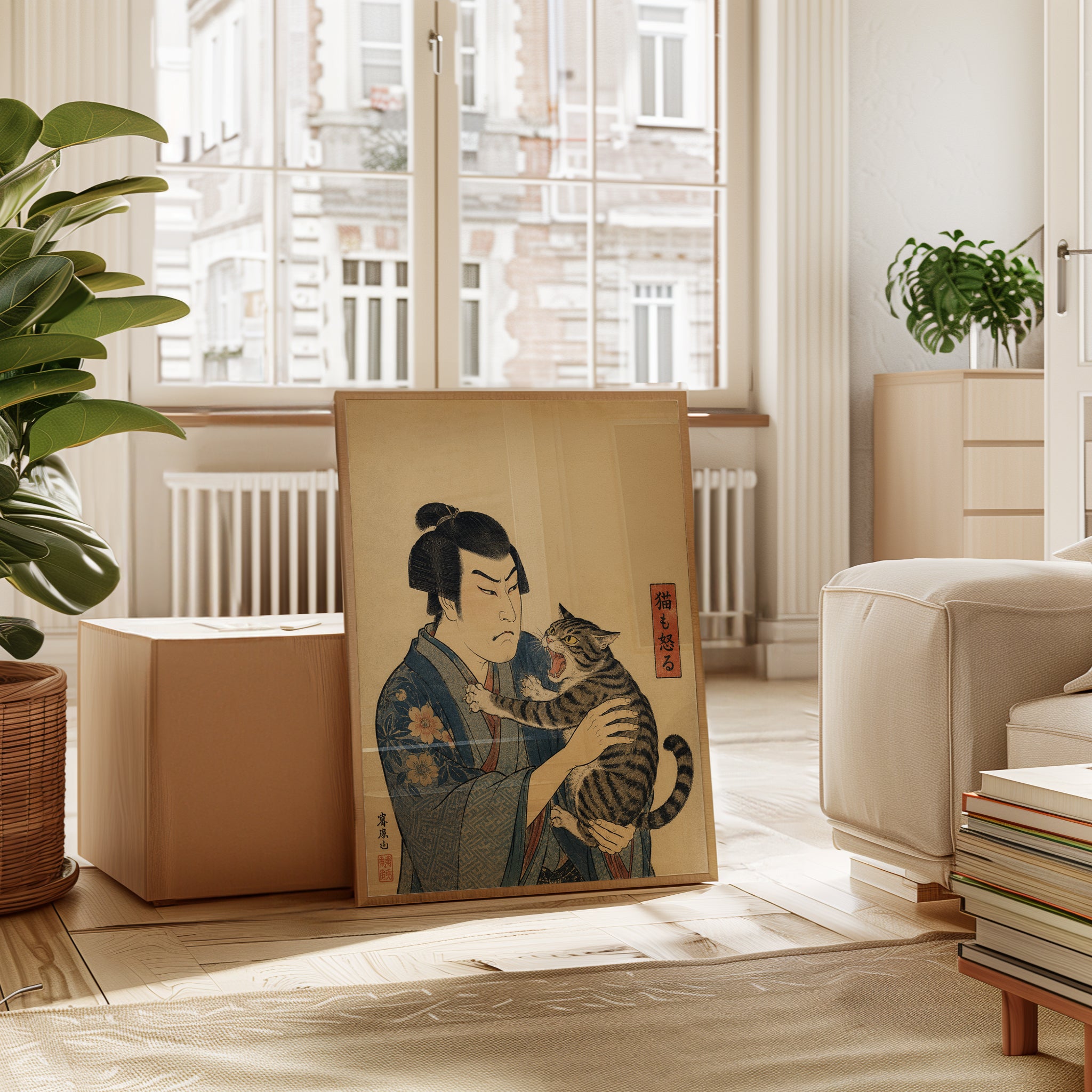 Japanese Cat Wall Art – Ukiyo-e Print - interior