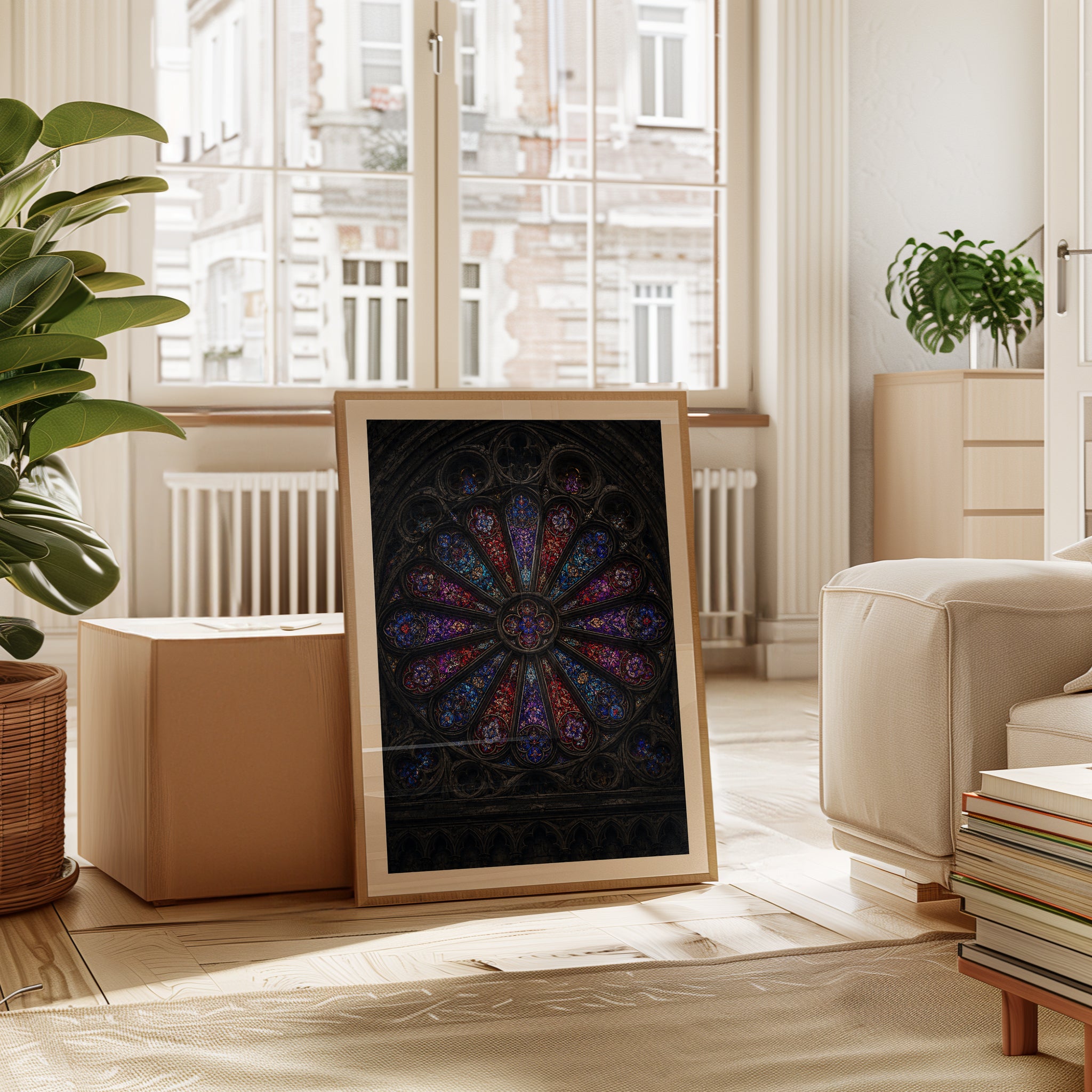 Gothic Rose Window Art Print: Medieval Stained Glass Architecture - interior