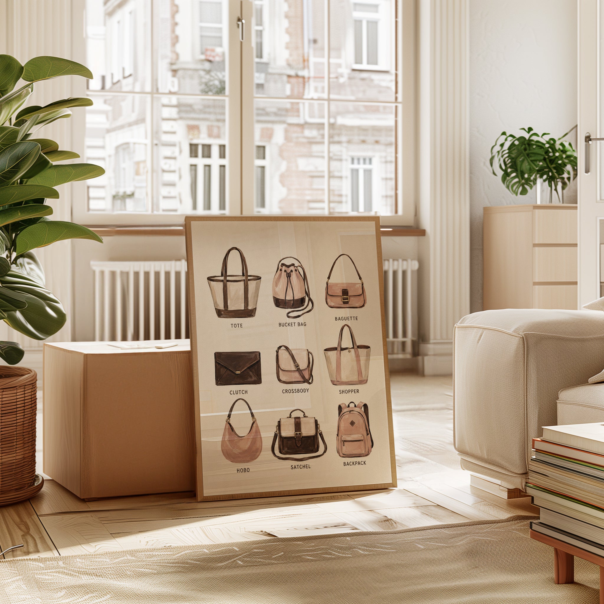 Handbag Collection Guide Art Print: Watercolor Fashion Illustration - interior