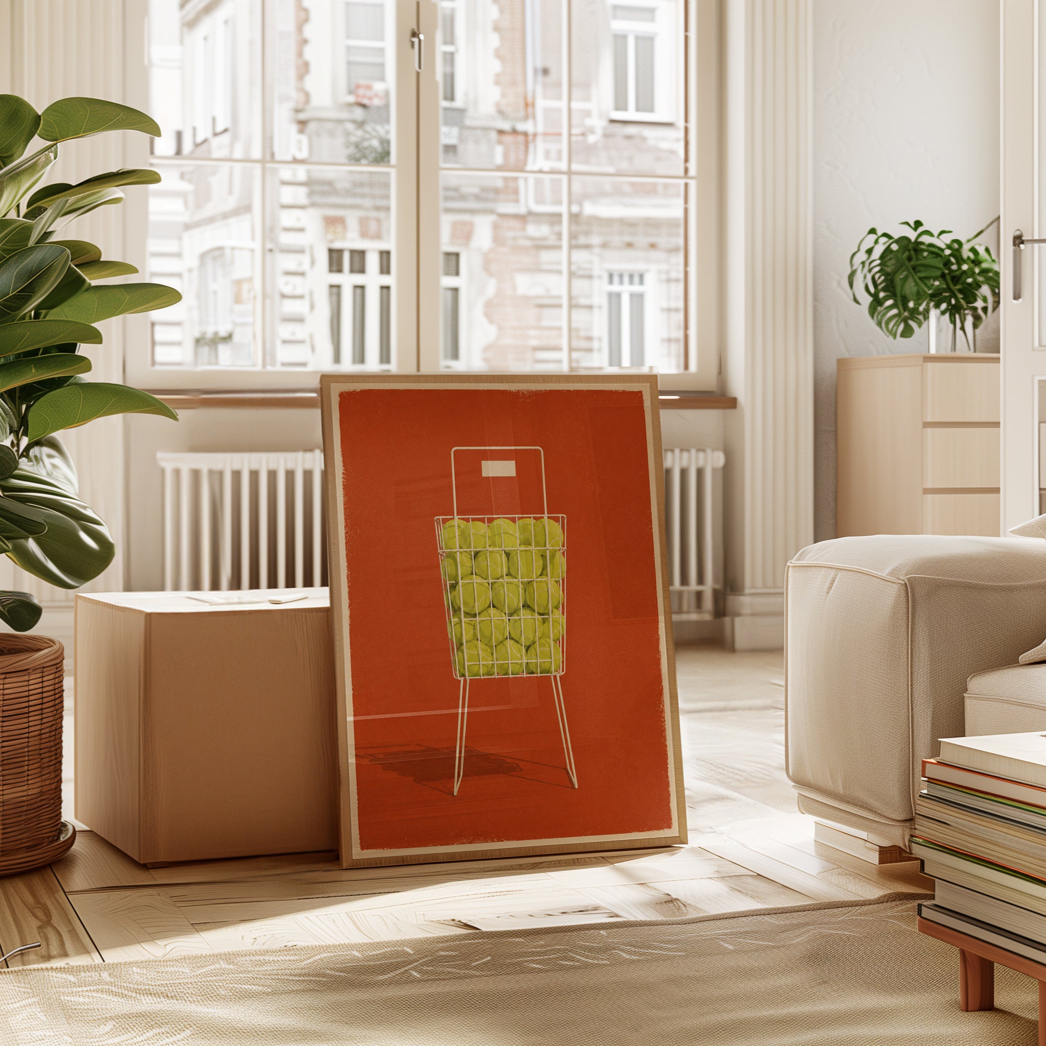 Tennis Ball Basket Print - interior