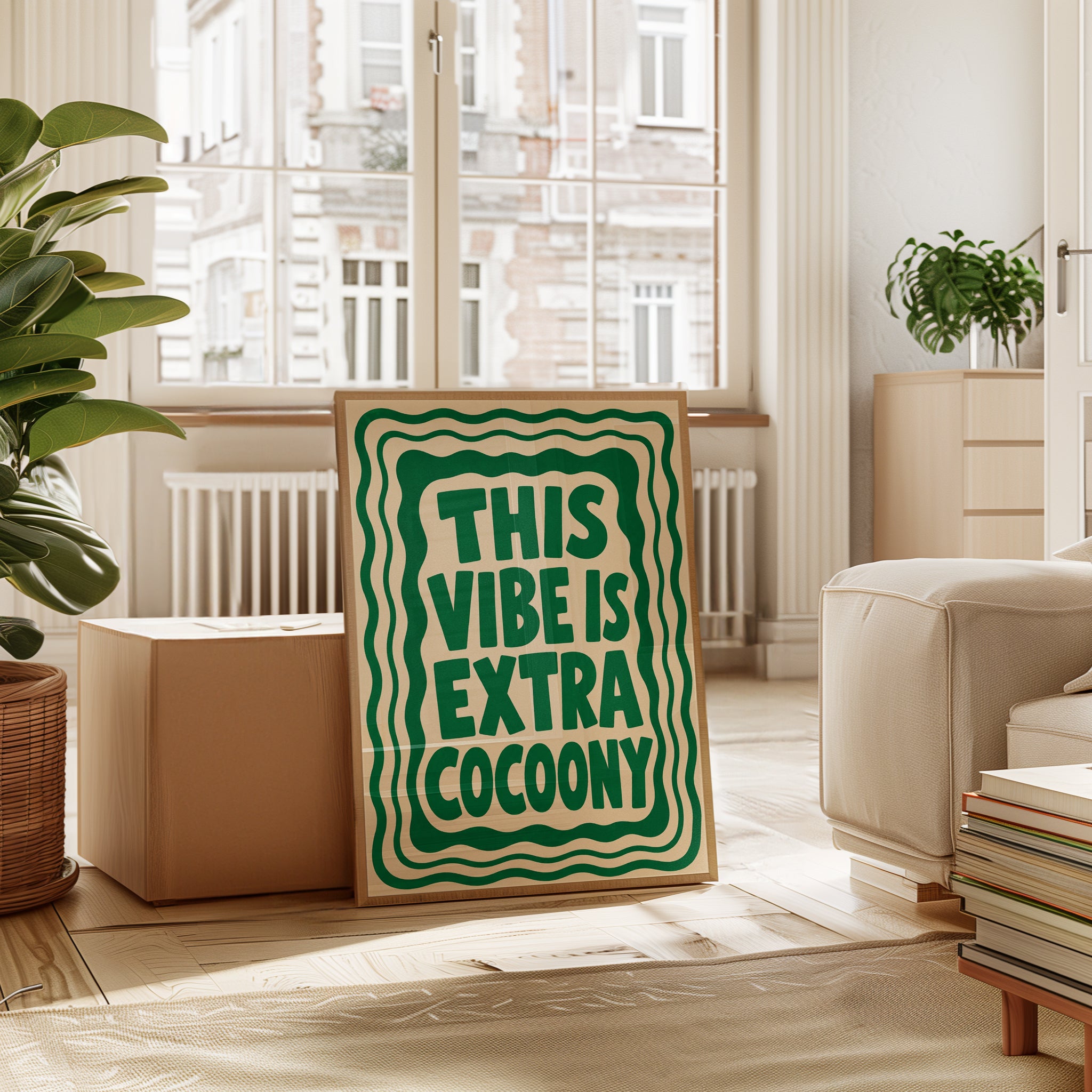 Groovy Retro Typography Print: 70s Green Wall Art - interior