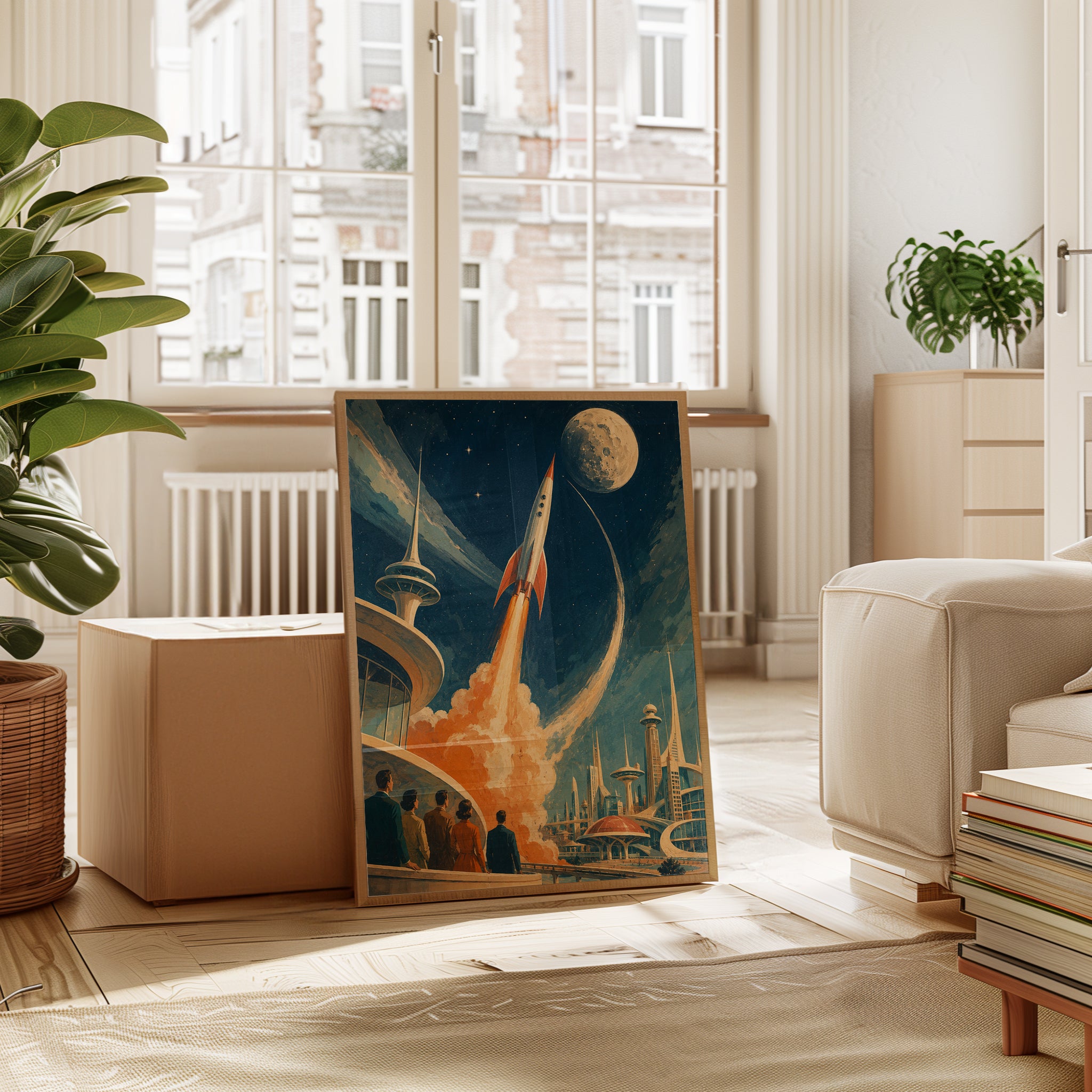 Retro Space Poster – Vintage Rocket Print - interior