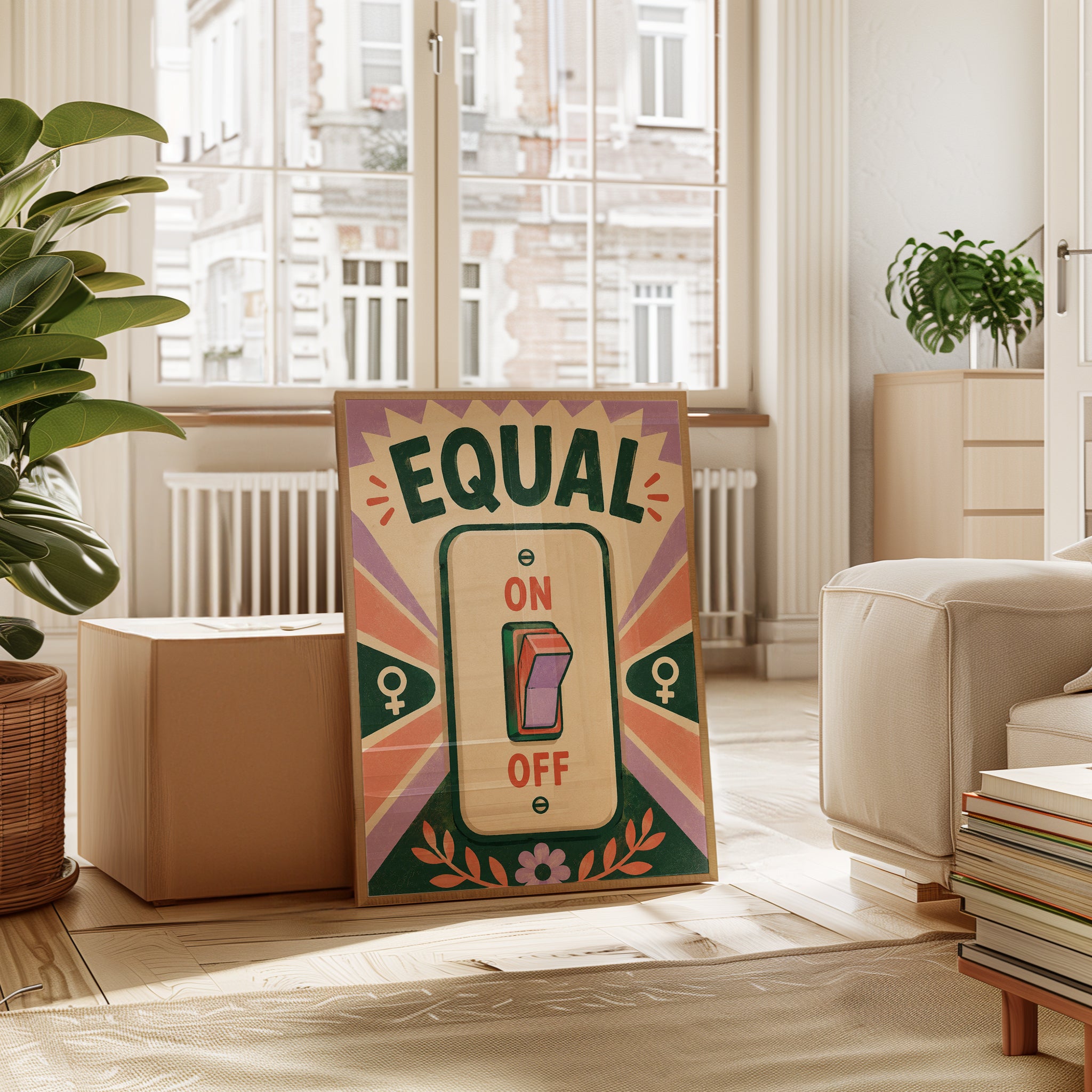 Equal Light Switch Wall Art: Retro Feminist Power Poster - interior