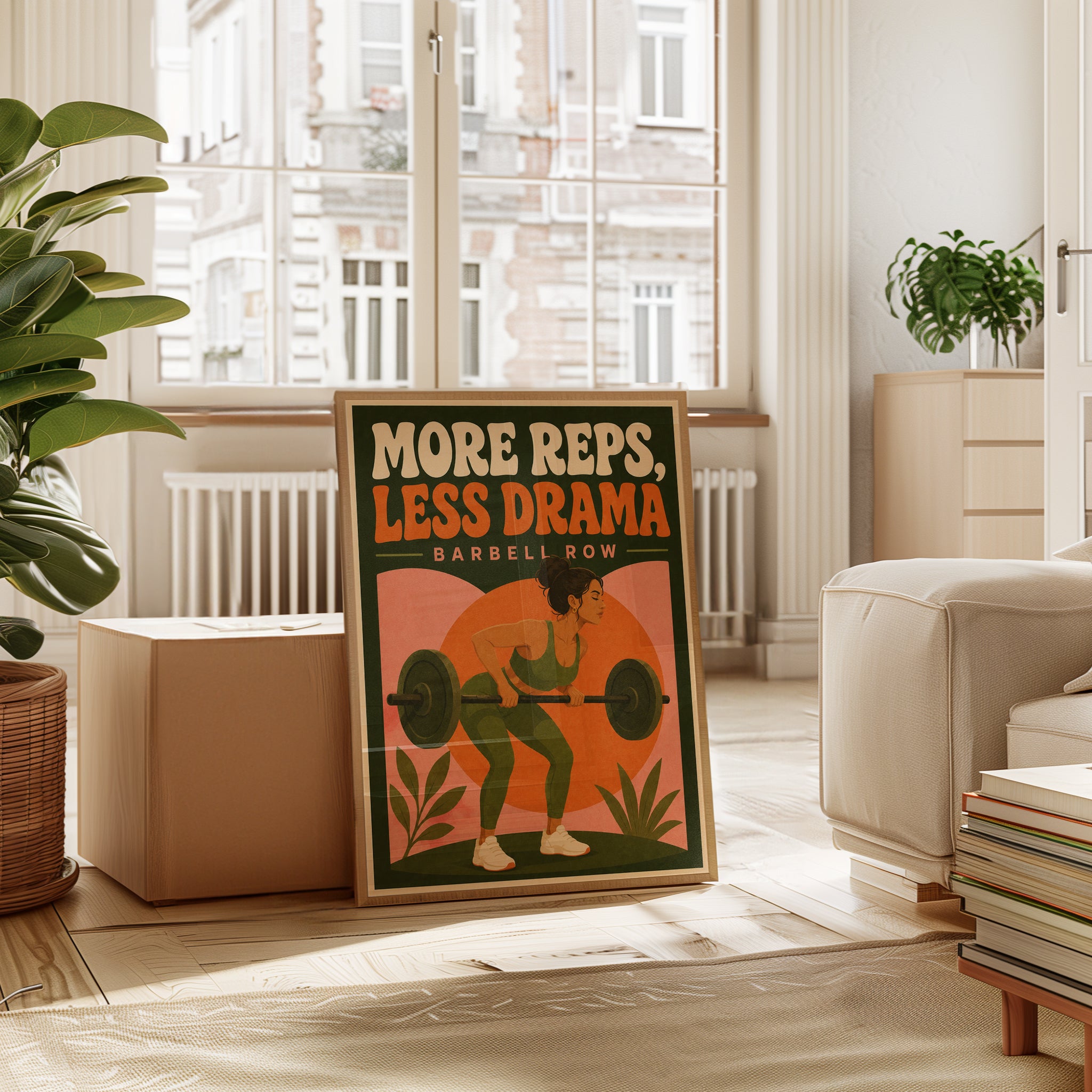 Barbell Row Fitness Poster: Retro Gym Motivation Wall Art - interior