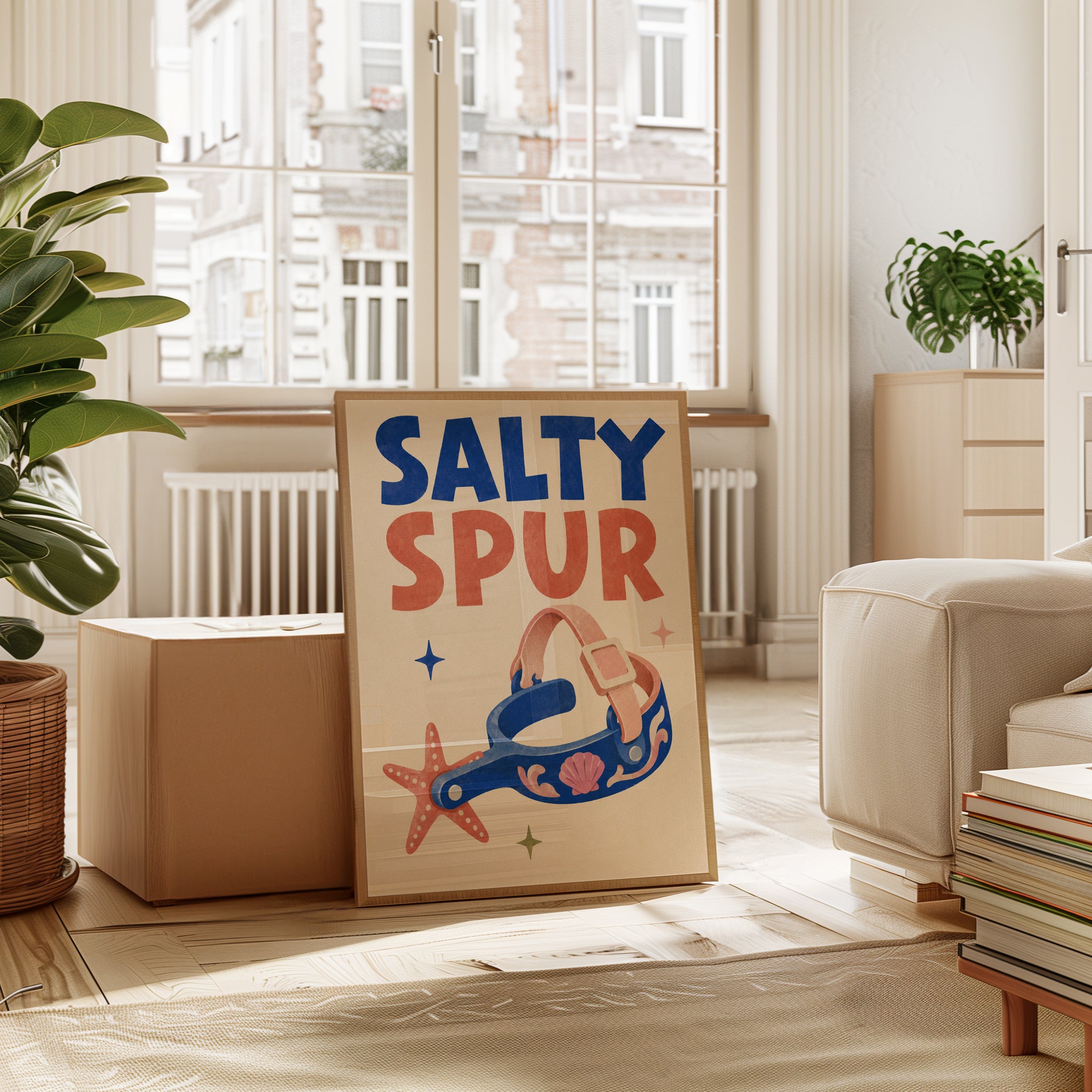 Salty Spur Wall Art: Retro Western Coastal Typography Poster - interior