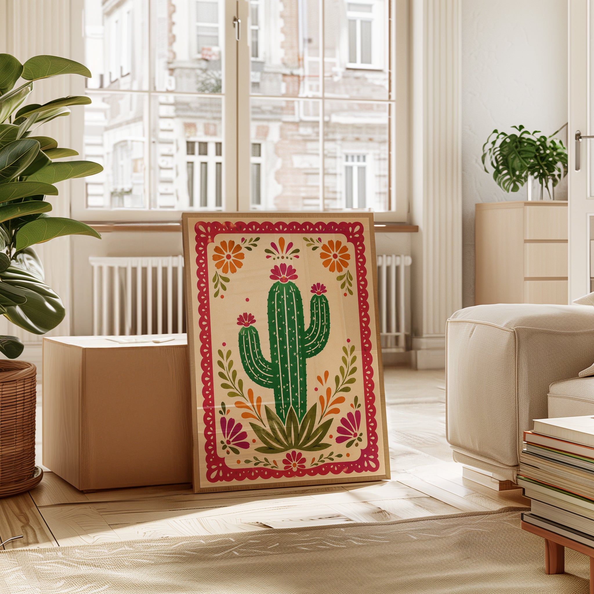 Mexican Folk Art Cactus Print - interior