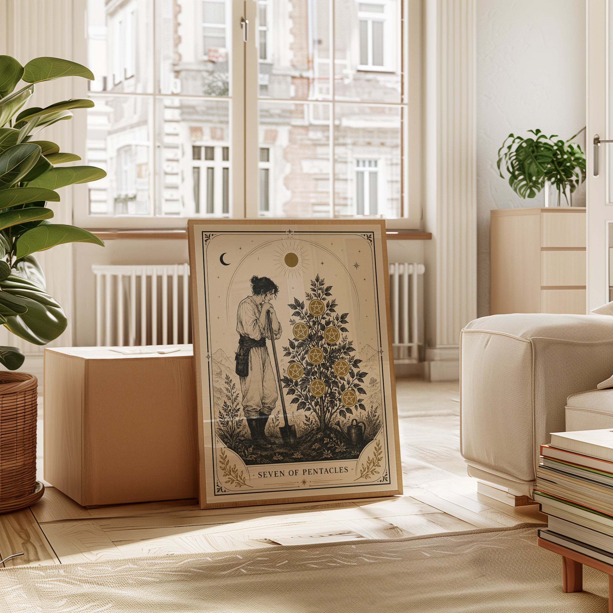 Tarot Card Wall Art – Seven of Pentacles Print - interior