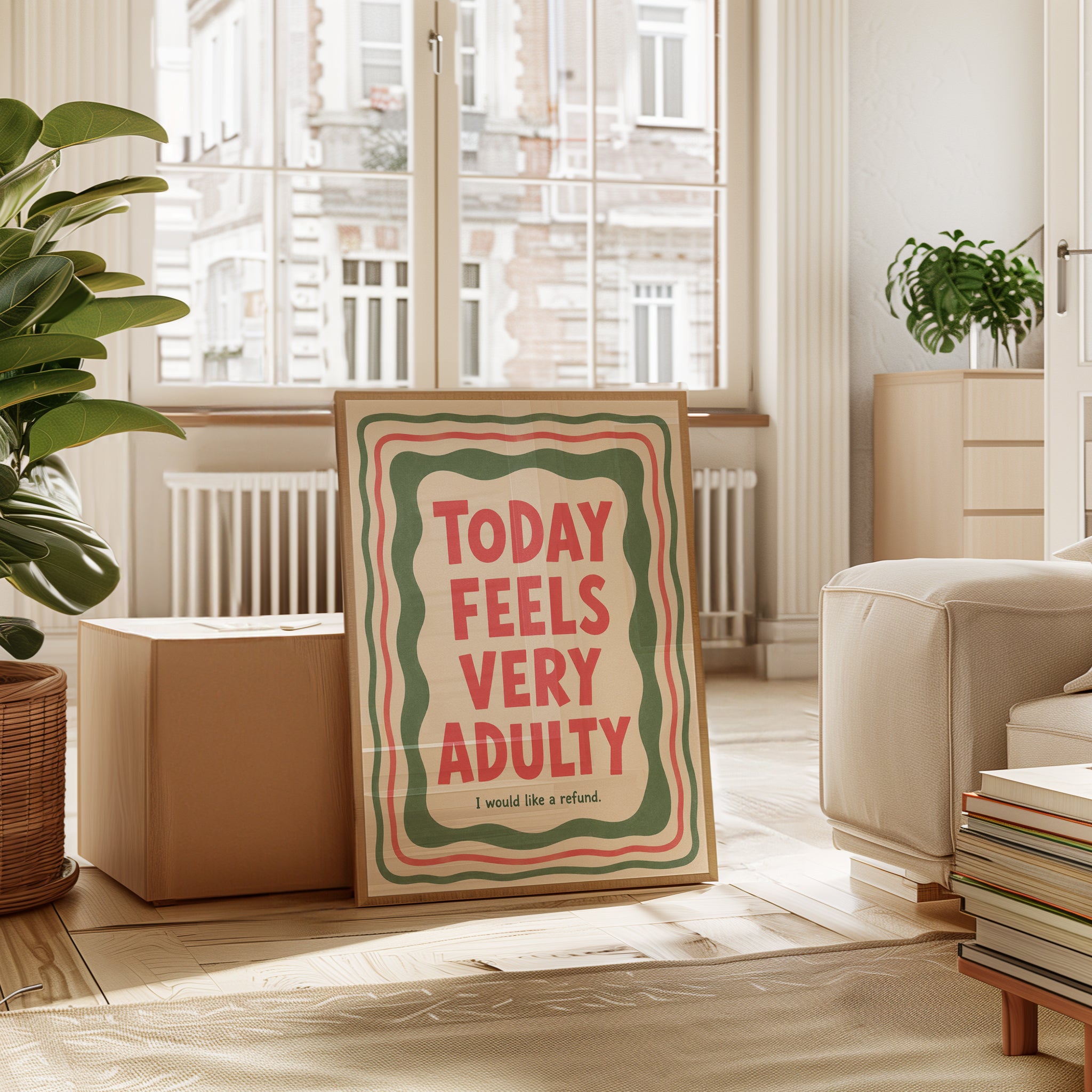 Today Feels Very Adulty Print: Retro Typography Poster - interior