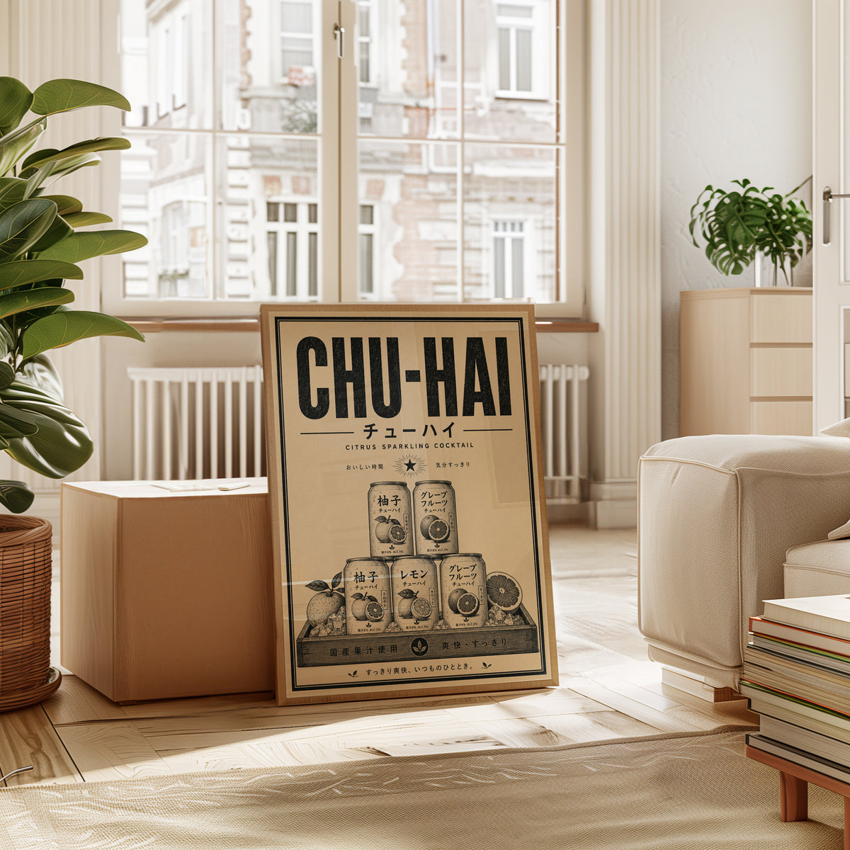 Chu-Hai Japanese Cocktail Poster: Vintage Citrus Drink Art - interior