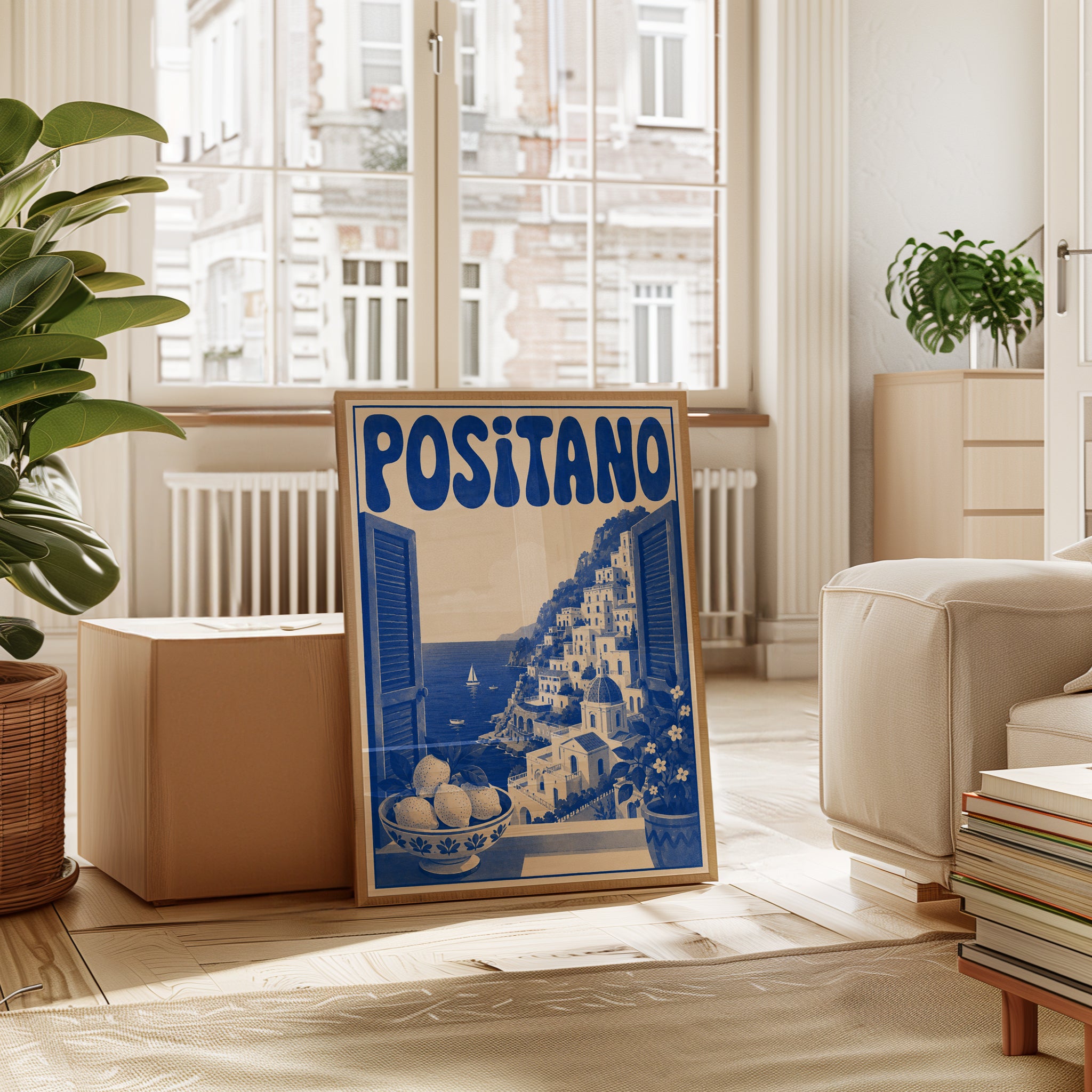 Positano Travel Poster Print: Vintage Italian Coastal Art - interior