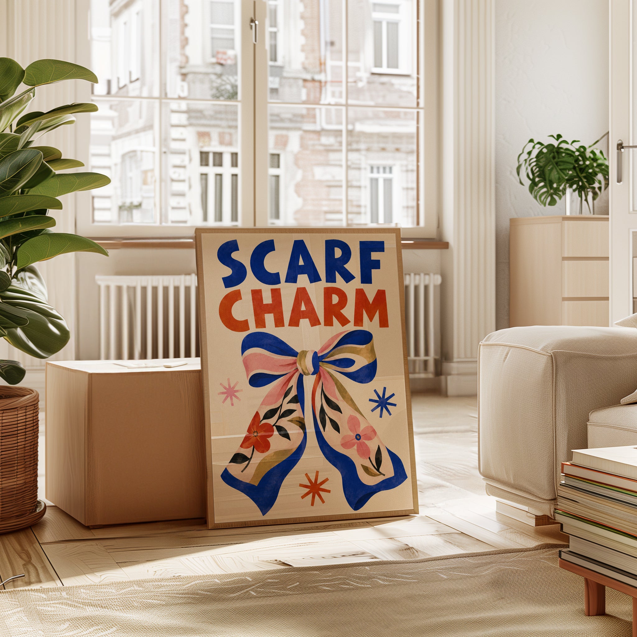 Scarf Charm Poster: Mid-Century Modern Fashion Art Print - interior
