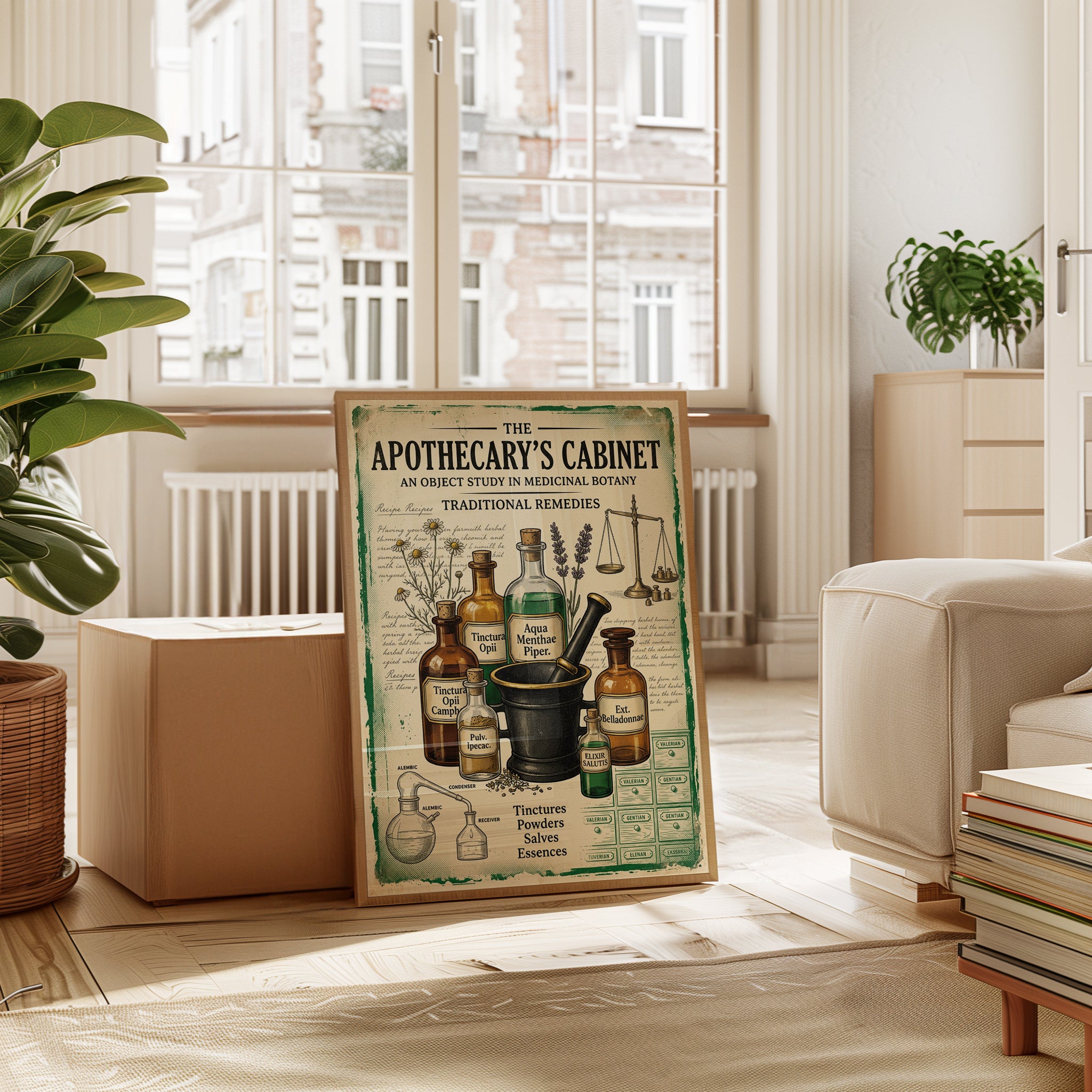 Apothecary Cabinet Print — Vintage Medicinal Botany Illustration - interior