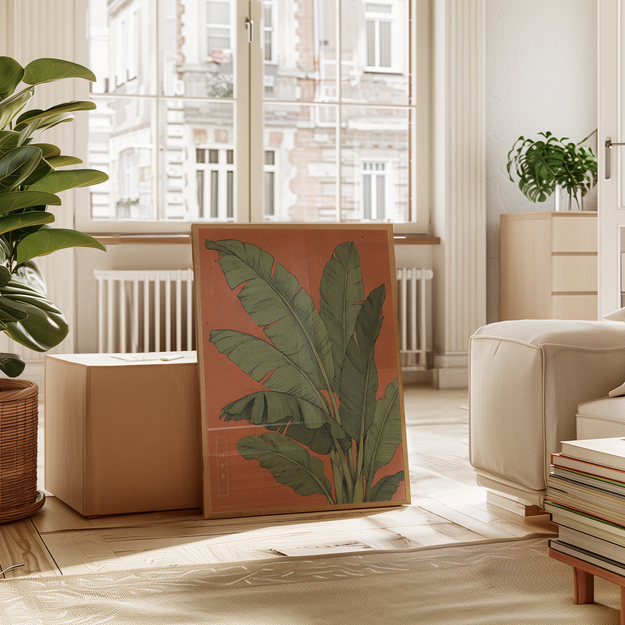 Botanical Banana Leaf Print — Japanese Inspired Tropical Art - interior