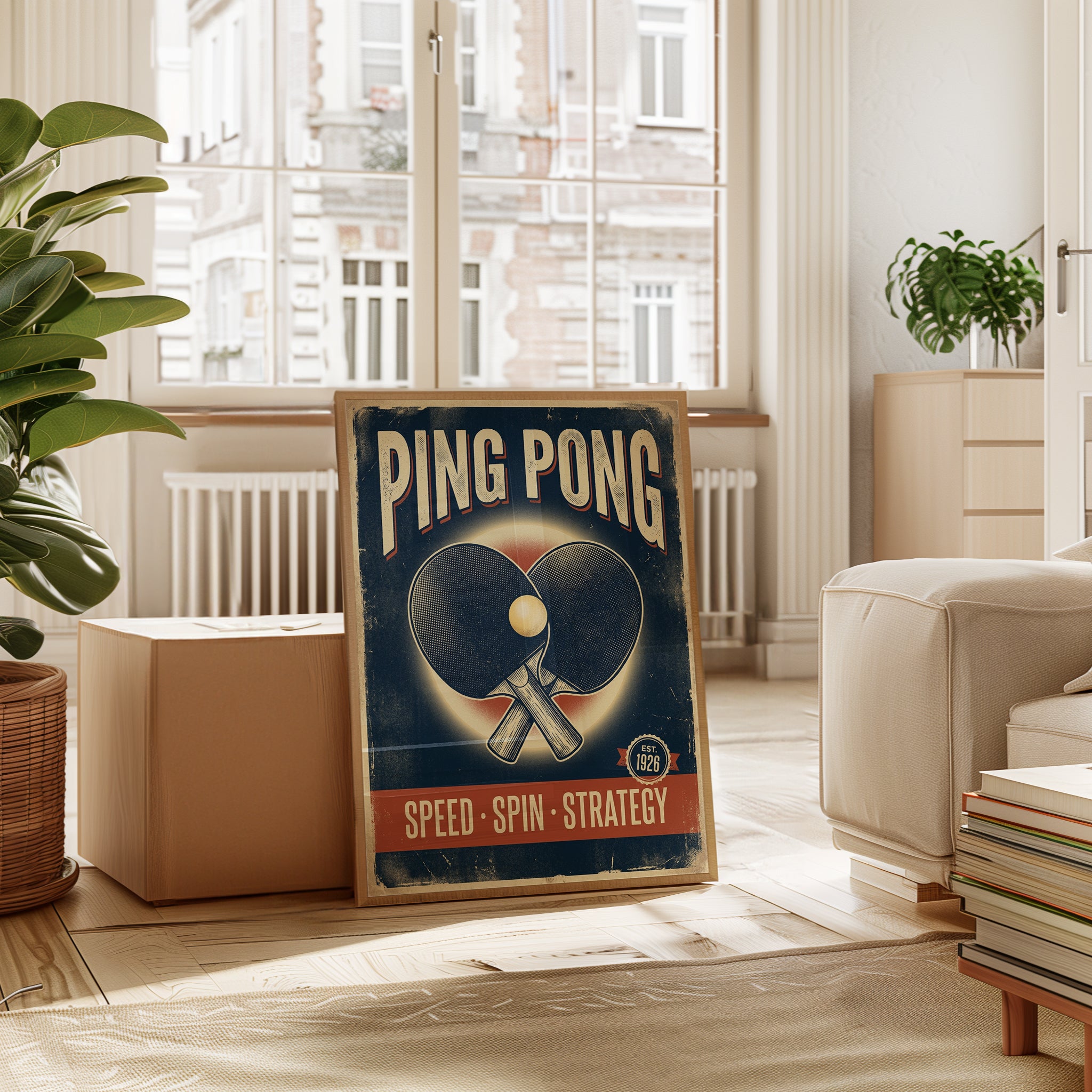 Vintage Ping Pong Poster: Retro Table Tennis Wall Art - interior