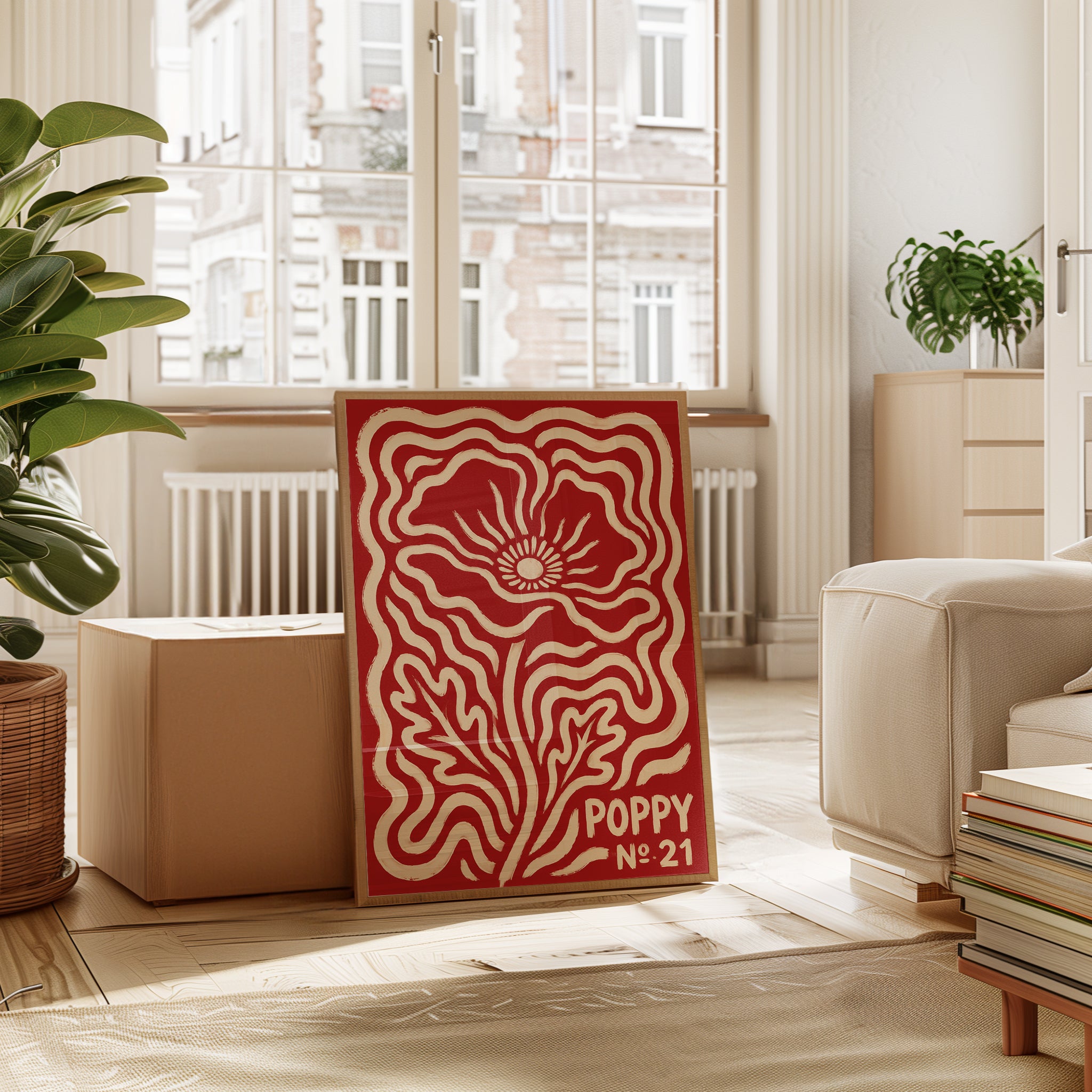 Vintage Poppy Poster – Red Floral Wall Art - interior