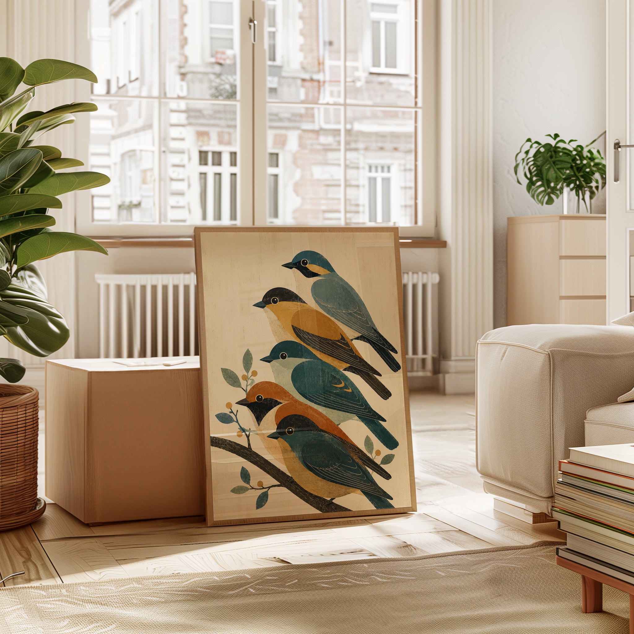 Vintage Bird Illustration Print — Folk Art Style - interior