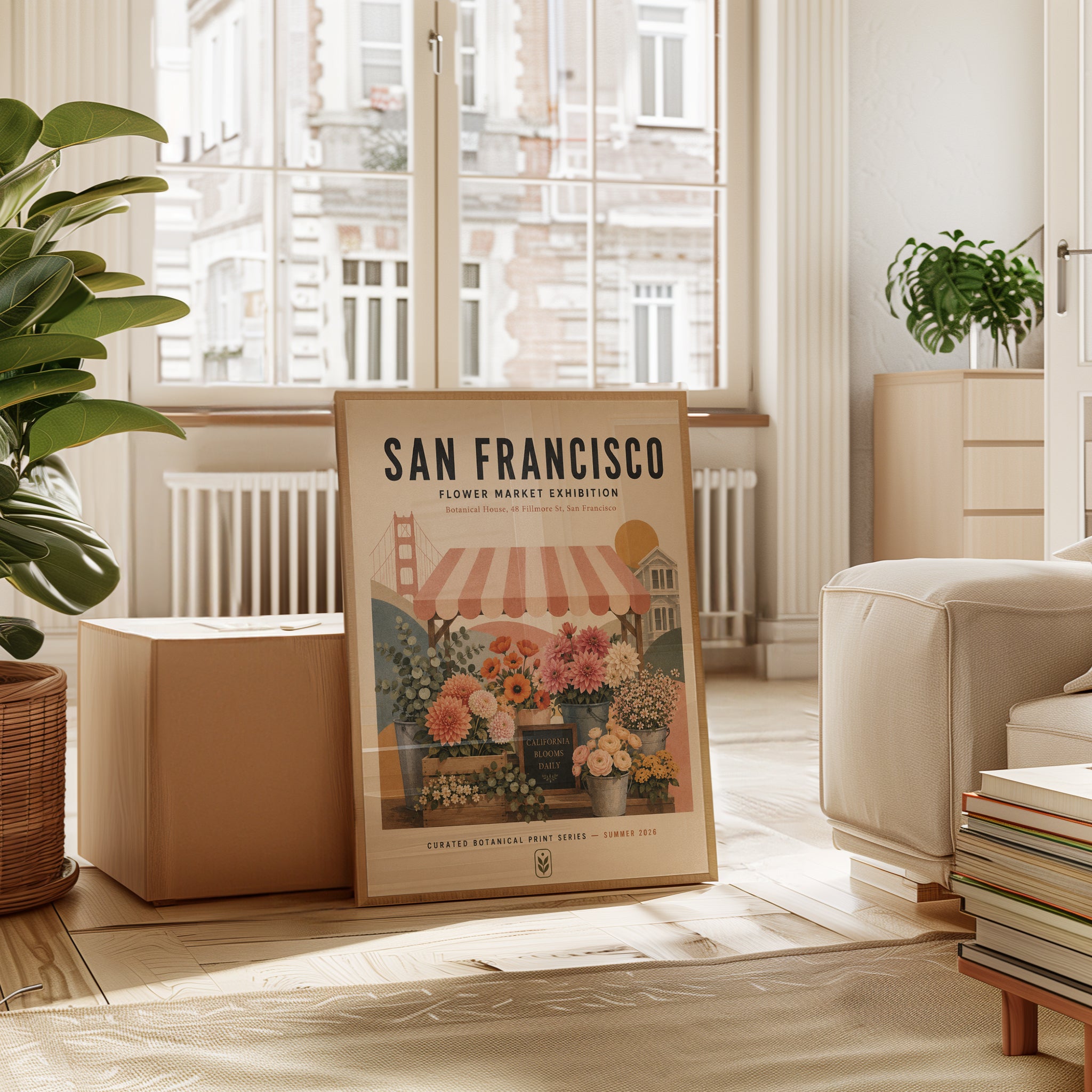 San Francisco Flower Market Print — Vintage Travel Poster Style - interior