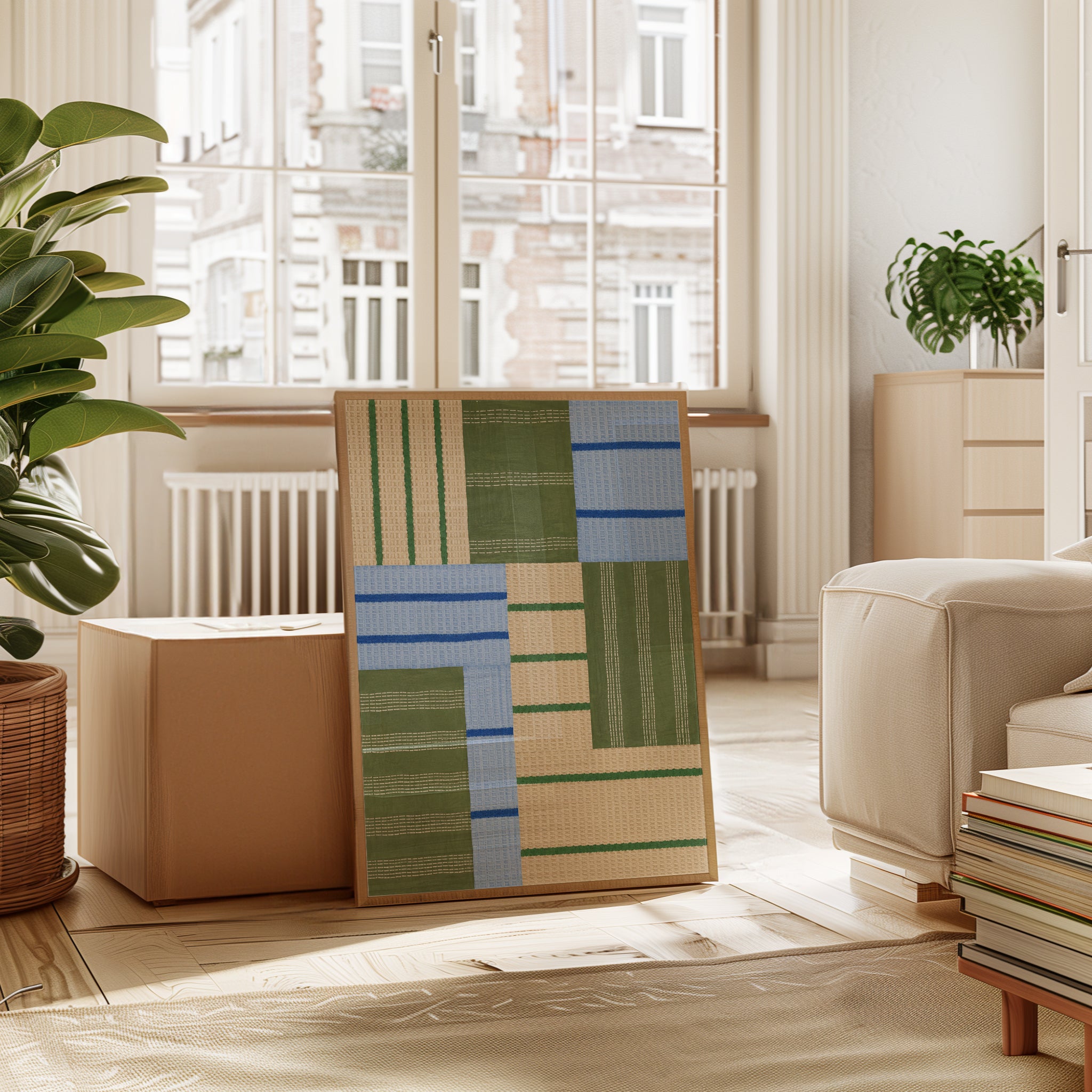 Textile Wall Art – Woven Geometric Print - interior