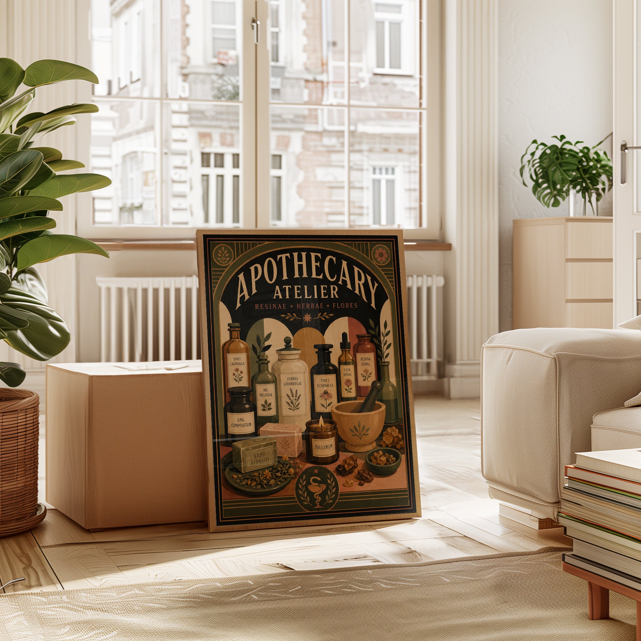 Apothecary Atelier Poster: Vintage Botanical Art Deco Print - interior