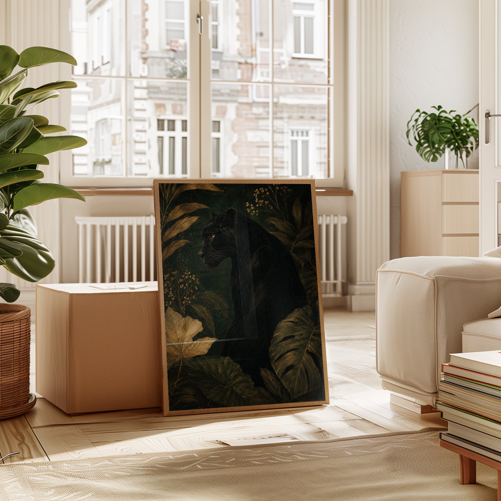 Black Panther Wall Art – Dark Botanical Print - interior
