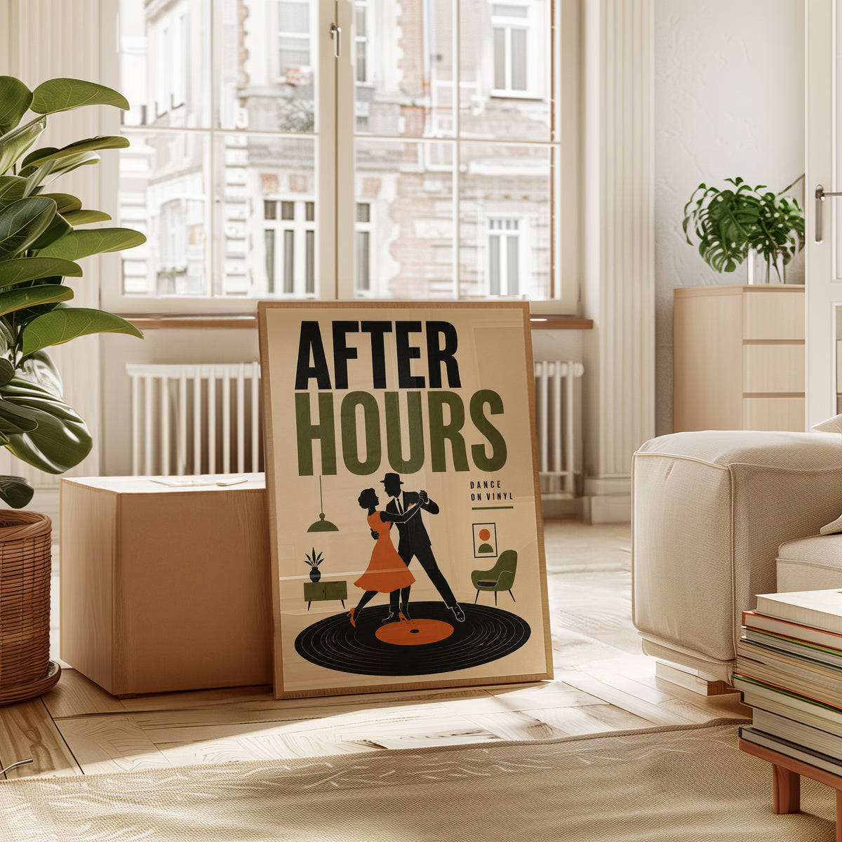 After Hours Dancing Couple Poster: Mid-Century Modern Retro Art - interior