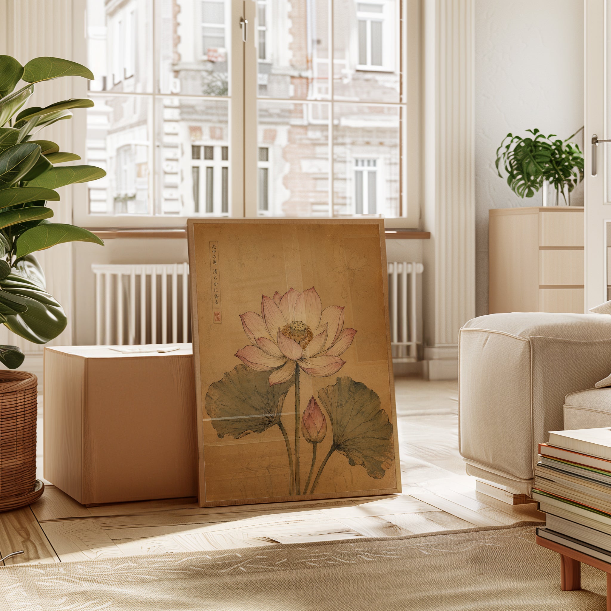 Vintage Lotus Botanical Print — Asian Watercolor Art - interior