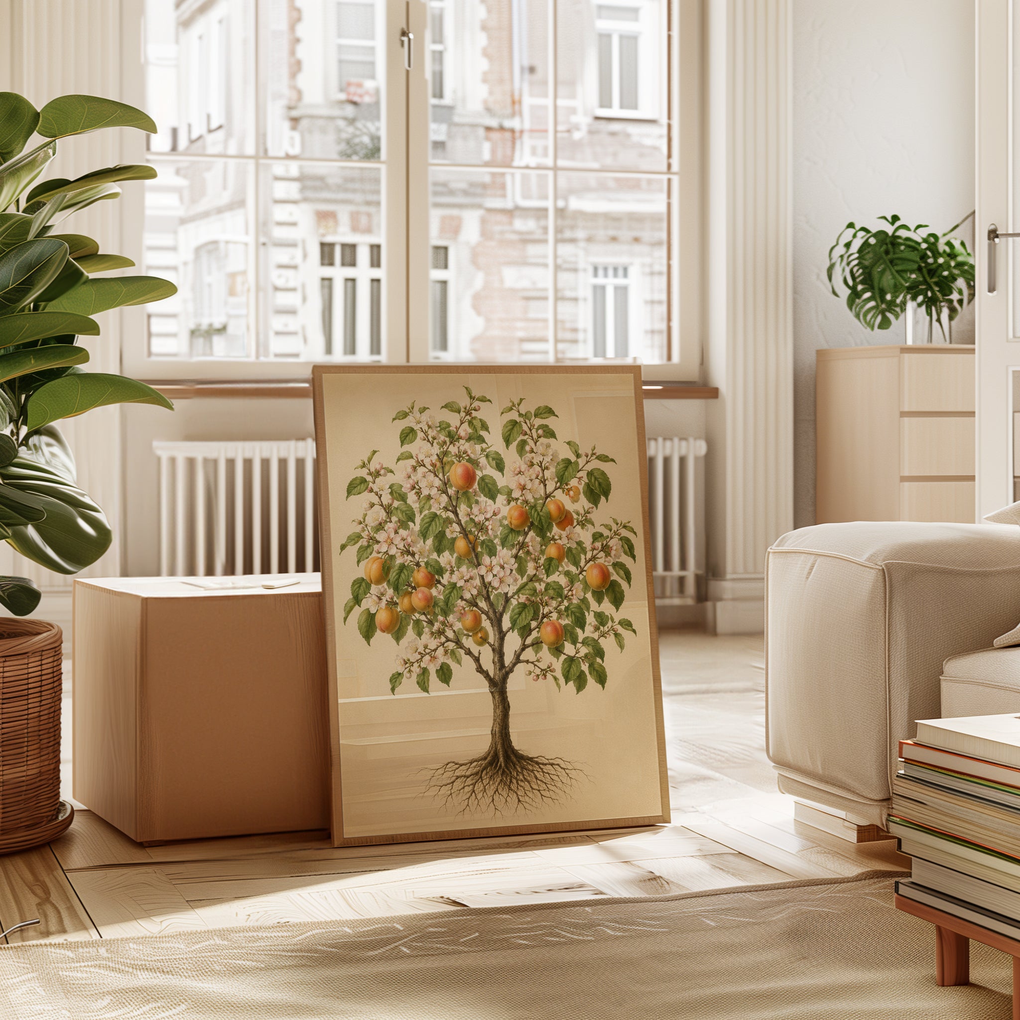 Apricot Tree with Blossoms Print: Vintage Botanical Wall Art - interior