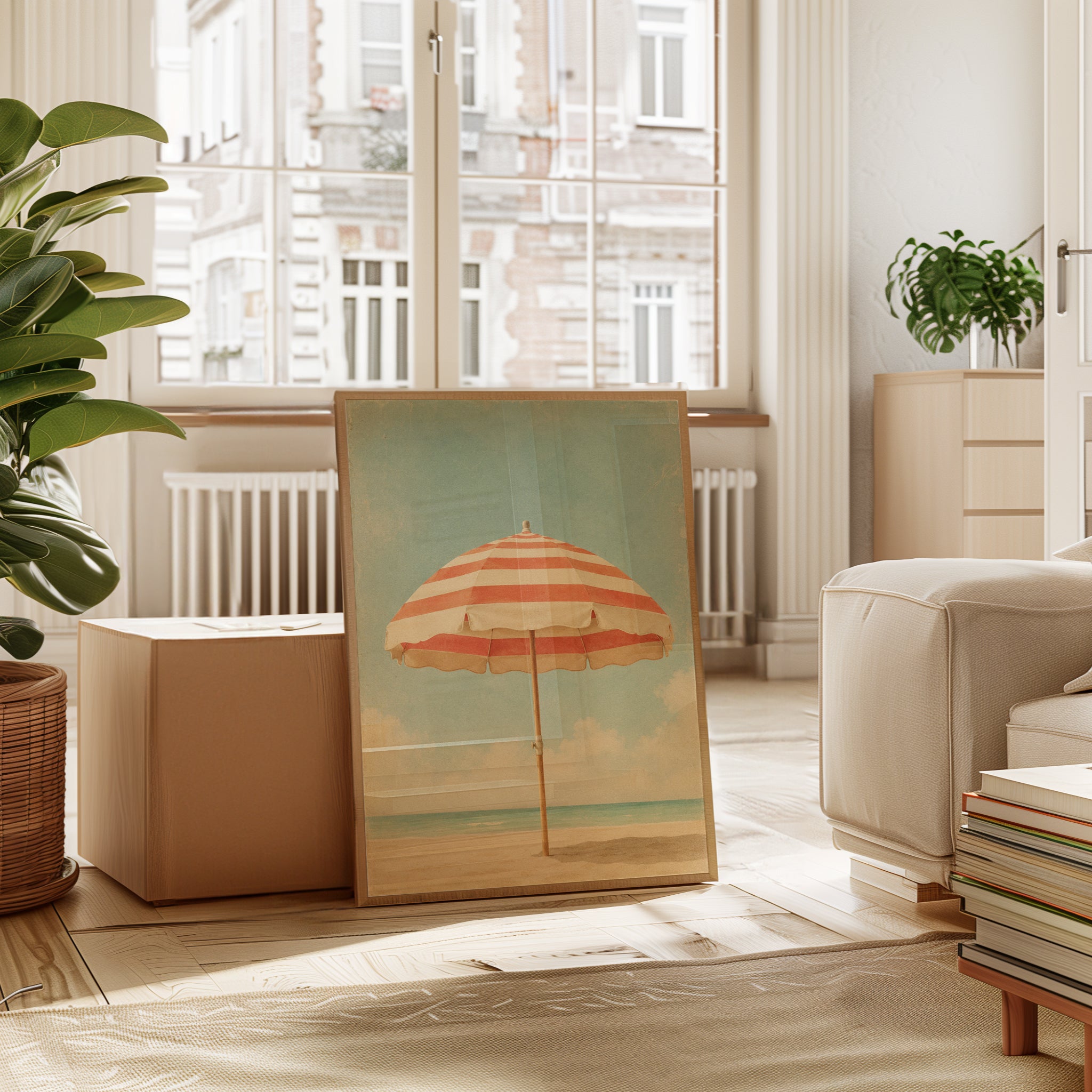 Beach Umbrella Wall Art – Coastal Print - interior