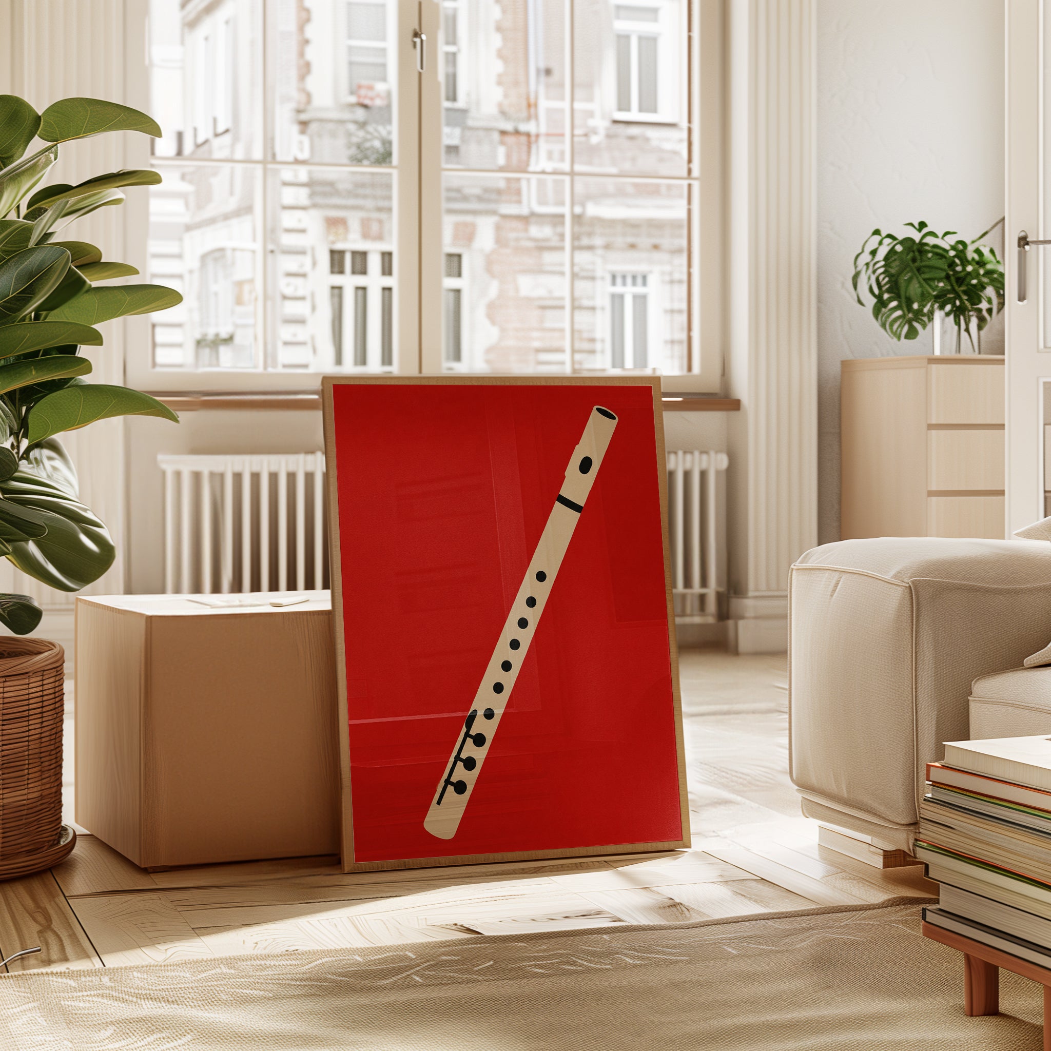 Recorder Art Print — Minimalist Musical Instrument Illustration - interior
