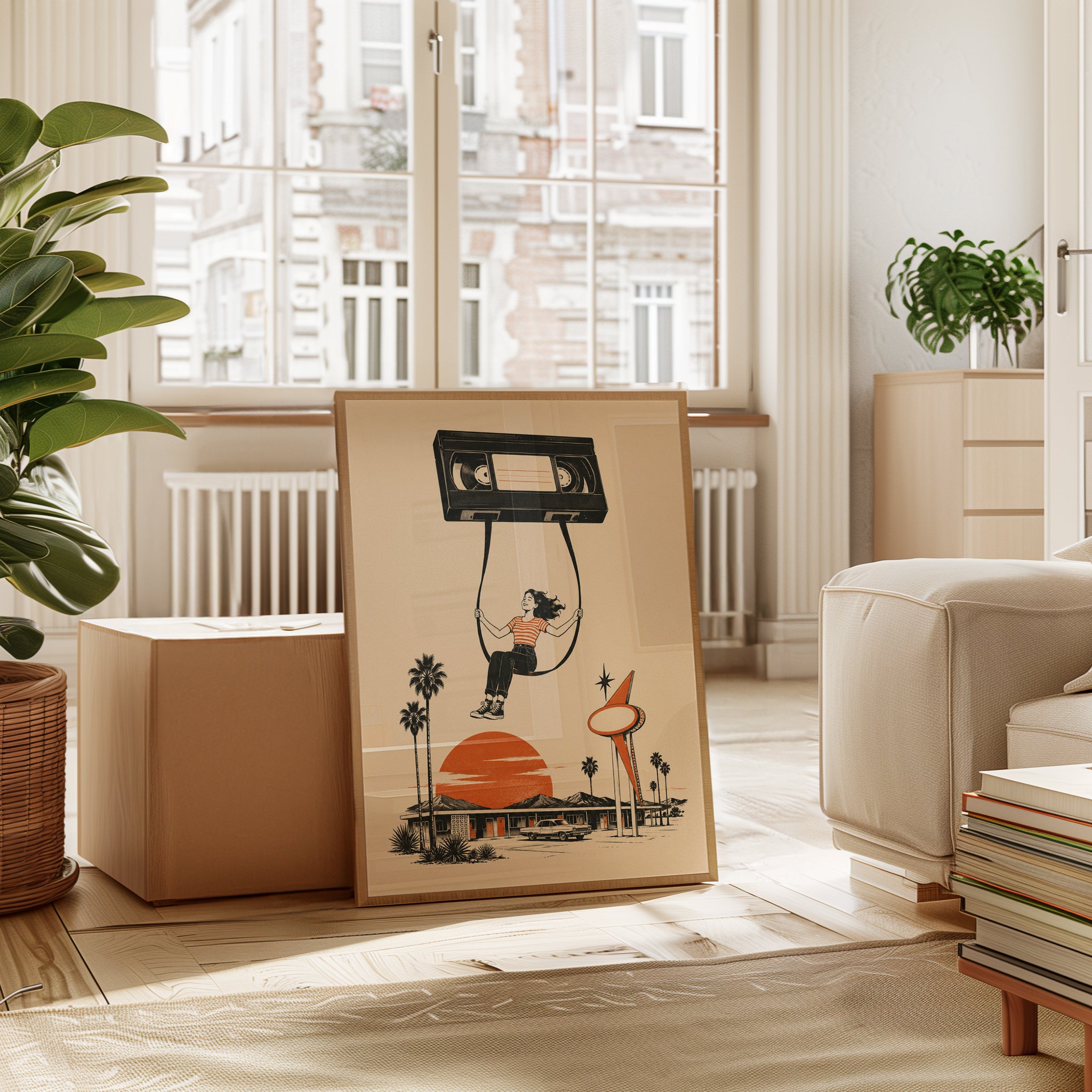 Mid-Century Cassette Tape Print - interior