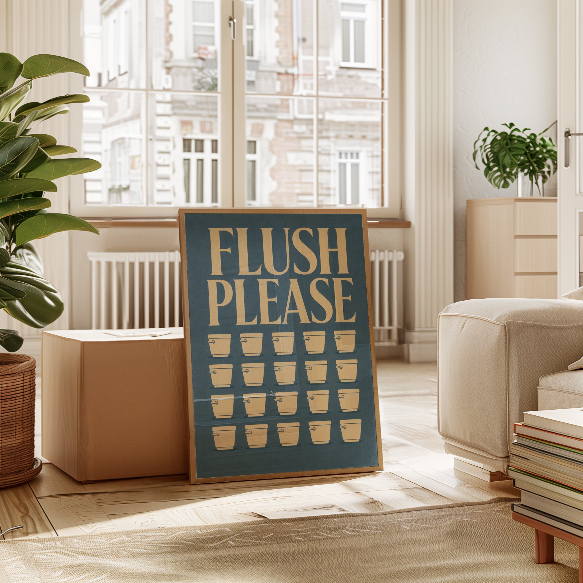 Vintage Bathroom Sign – Flush Please - interior