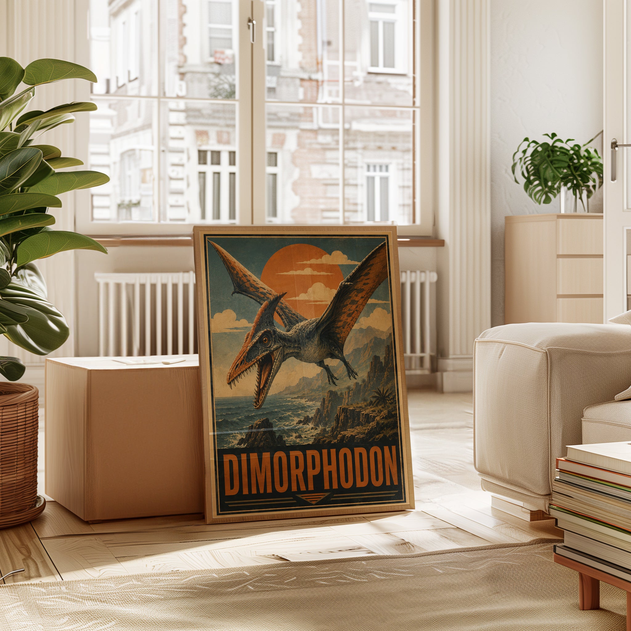 Dimorphodon Pterosaur Art Print: Vintage Dinosaur Poster Design - interior