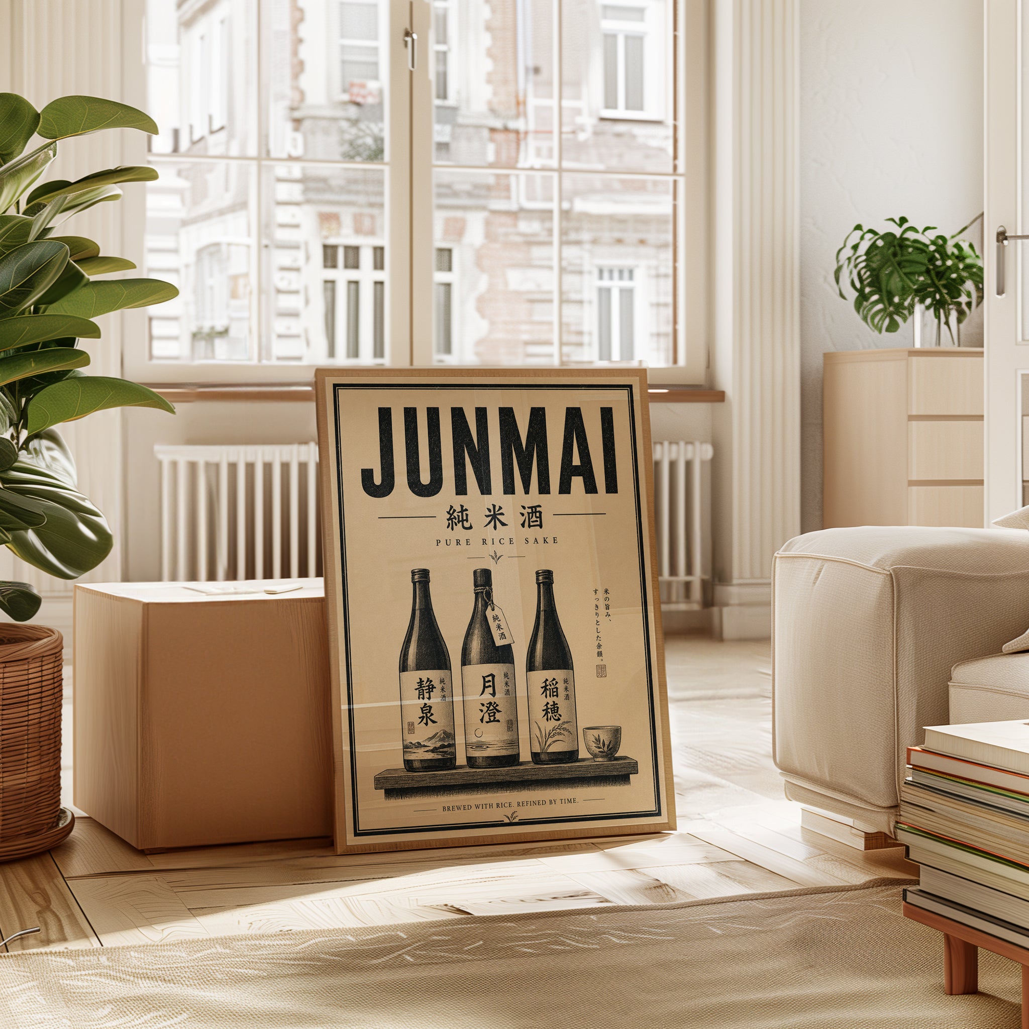 Vintage Junmai Sake Print: Japanese Kitchen Wall Art - interior