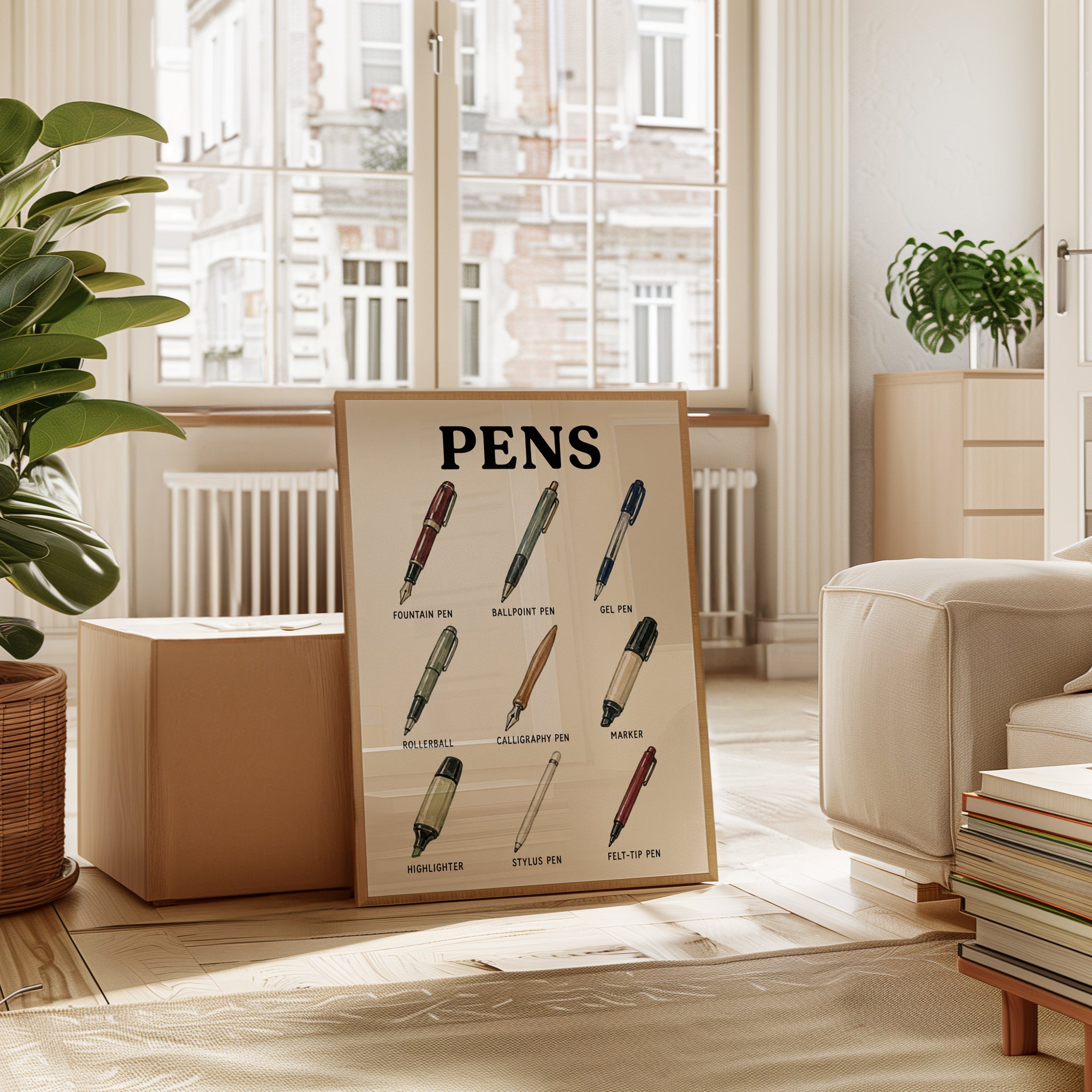Pen Types Poster – Stationery Wall Art - interior